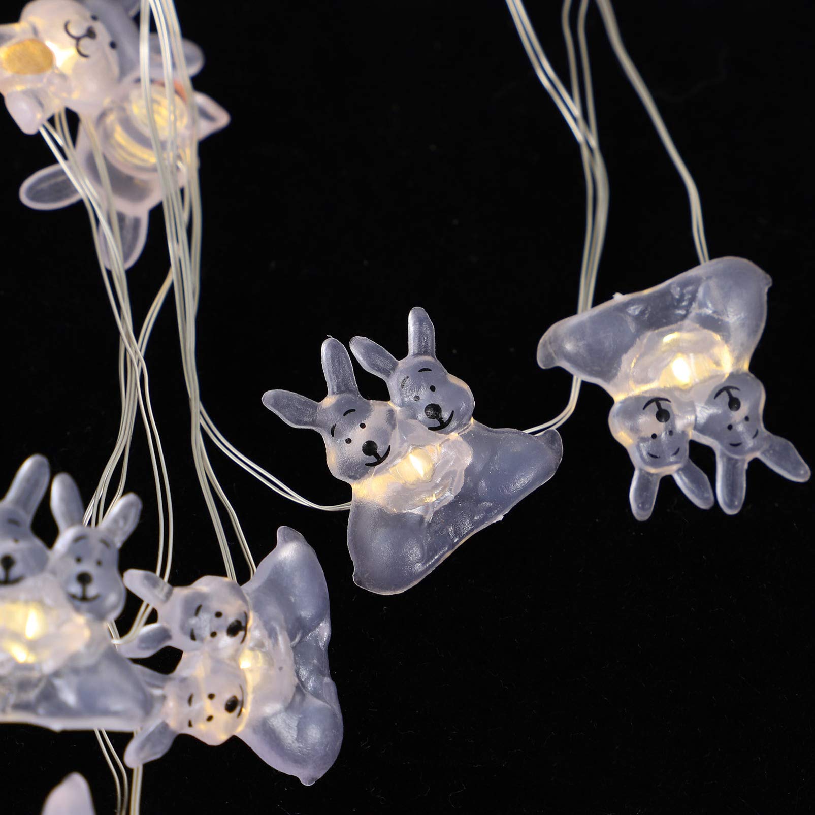 OSALADI 20 LED Easter Bunny String Lights - 2.2M Battery Operated Warm White Rabbit Hanging Lights for Easter Decorations, Home, Party, Garden & Holiday Lighting (Batteries Not Included)