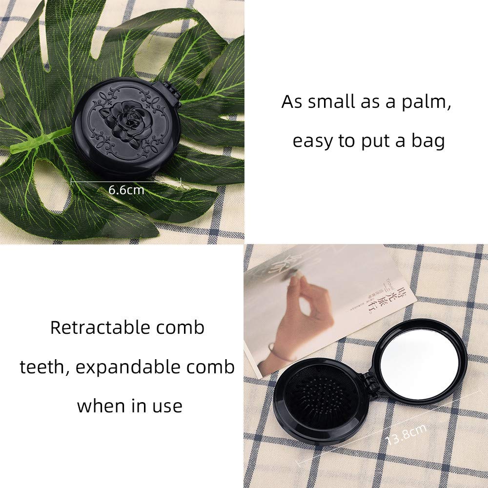 Mini Pocket Folding Hair Brush with Mirror - Travel & Gift Idea