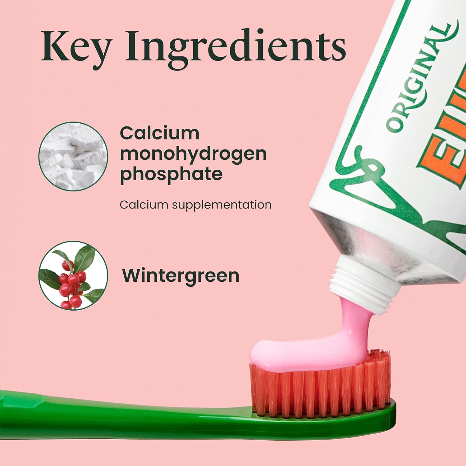 Euthymol Natural Fluoride-Free Toothpaste - Strong Mint Flavor for Fresh Breath, Plaque & Tartar Control - 3.7oz Travel Size in Recyclable Aluminum Tube | Classic Pink Formula for Daily Oral Care at Home & Travel