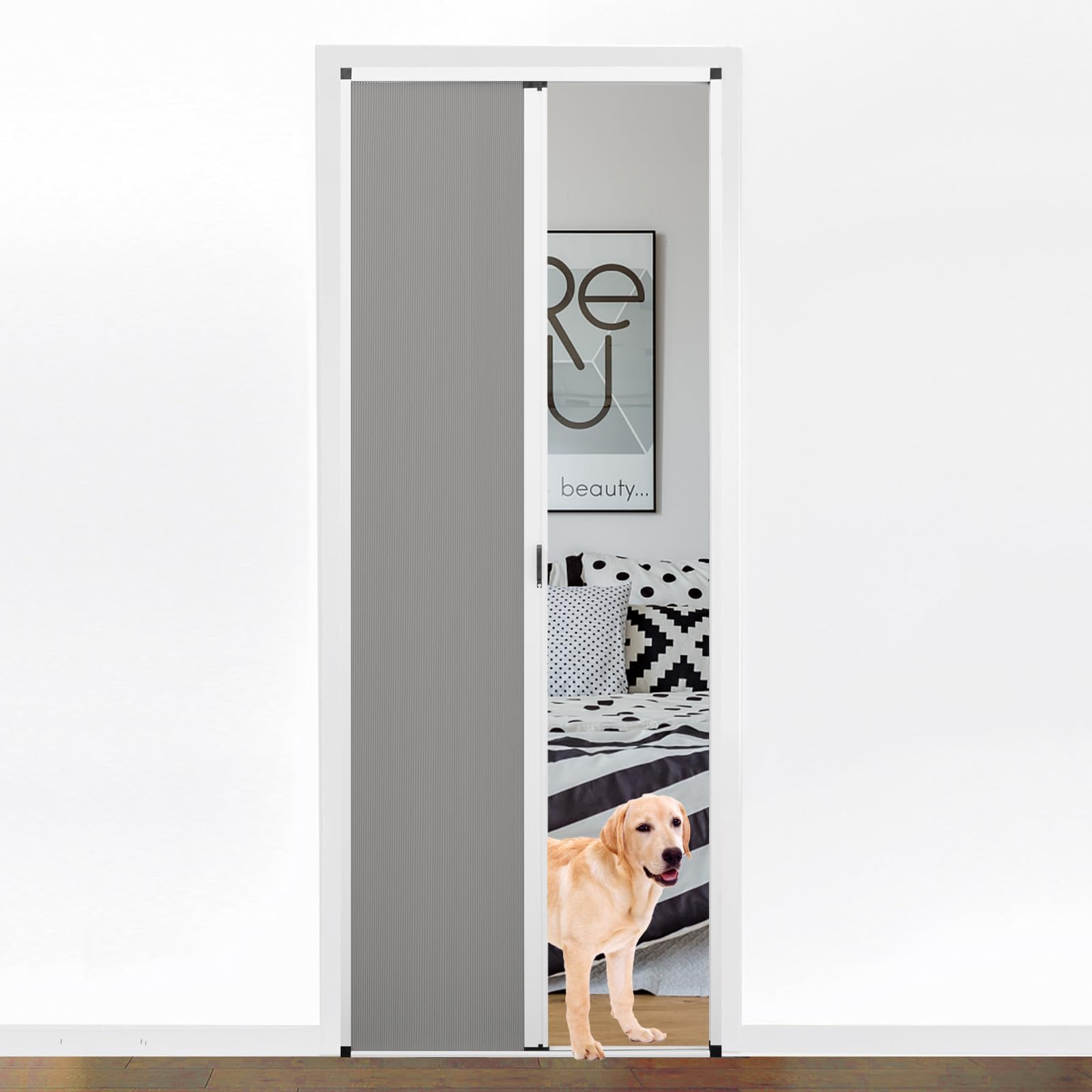 No-Drilling Interior Accordion Folding Sliding Barn Doors for Bedroom Closet & Room Divider - Customizable Light Gray | Space-Saving Solution for Small Apartments & Hallways