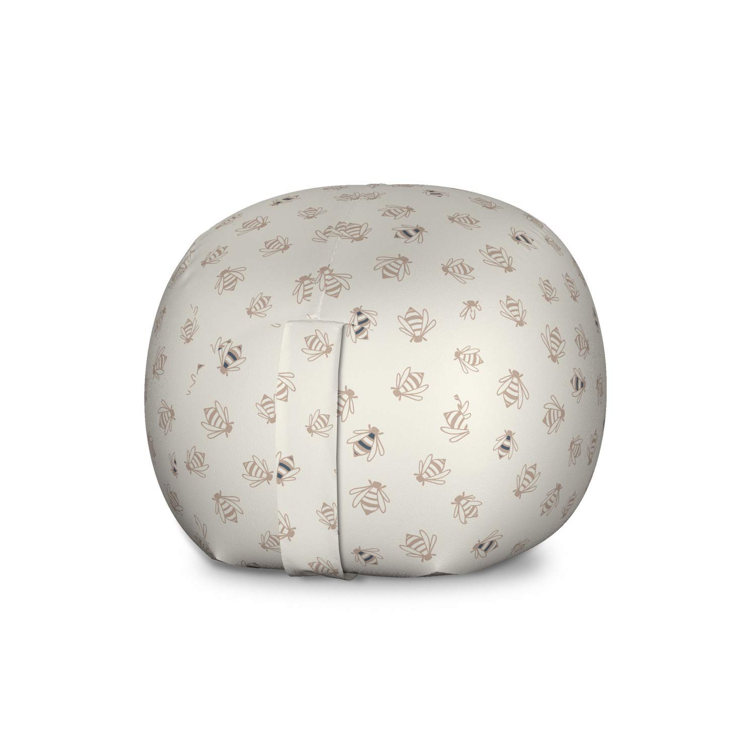 Ambesonne Bees Toy Storage Bag Chair - Large Washable Stuffed Animal Organizer with Honey Bee Wildlife Illustration, Coconut Warm Taupe - Perfect for Kids' Room, Nursery, Playroom & Dorm Organization
