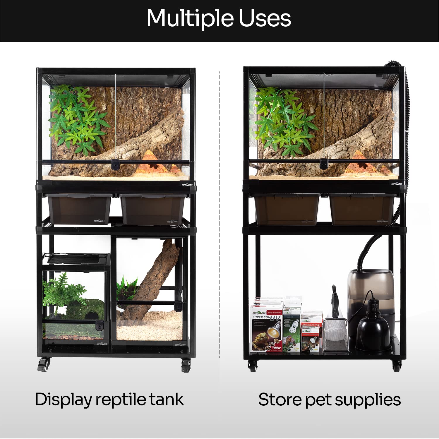 REPTIZOO Stackable Reptile Tank Stand with Wheels - 24