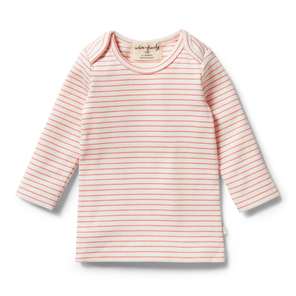 Organic Stripe Rib Top for Women - Soft & Comfortable Casual T-Shirt - Perfect for Everyday Wear, Layering & Outfits