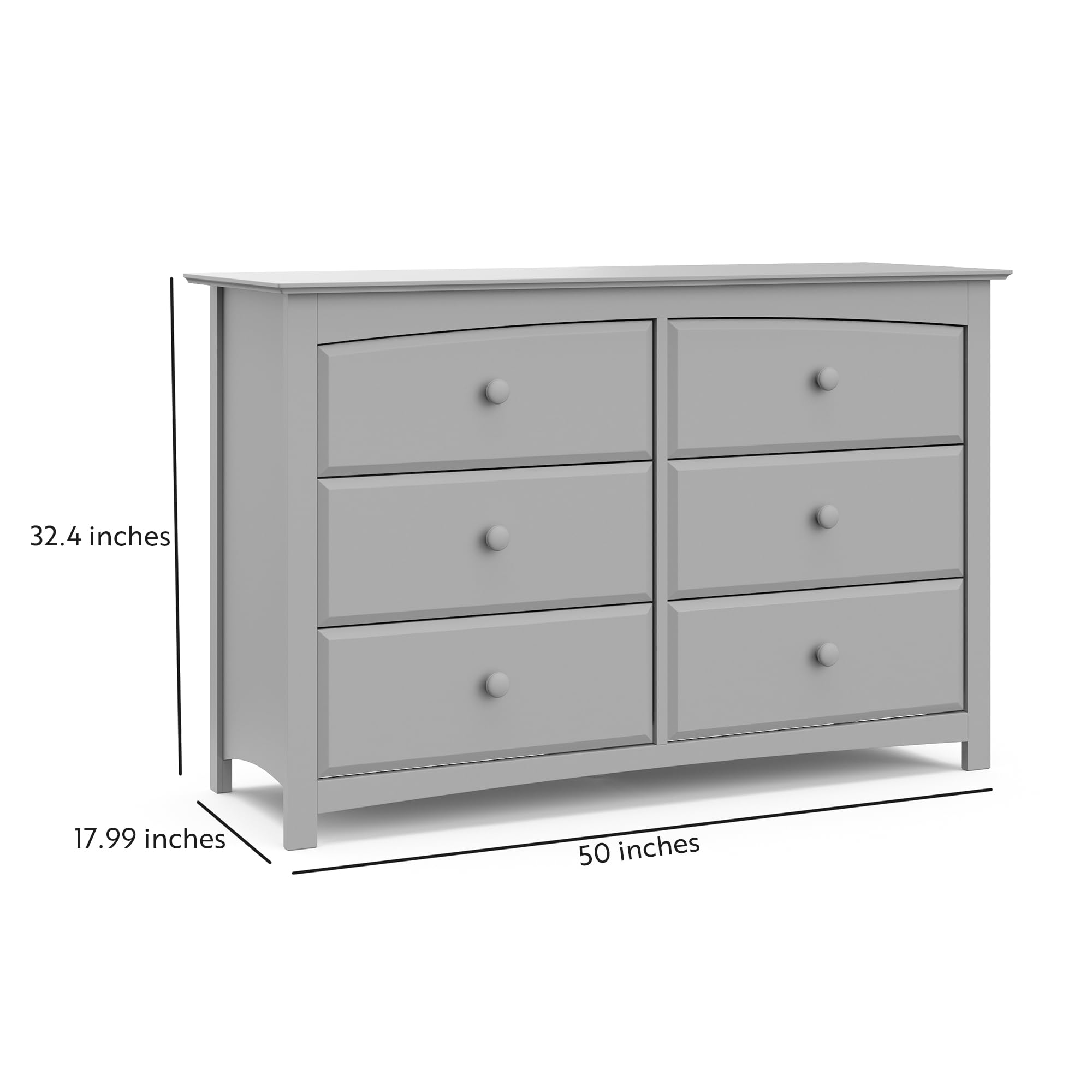 Storkcraft Kenton 6-Drawer Universal Dresser in Pebble Gray - Kids Bedroom Dresser, Nursery Storage Organizer, Children's Chest of Drawers with 6 Spacious Drawers | Perfect for Nursery Organization, Toddler Room Storage & Kids Bedroom Decor