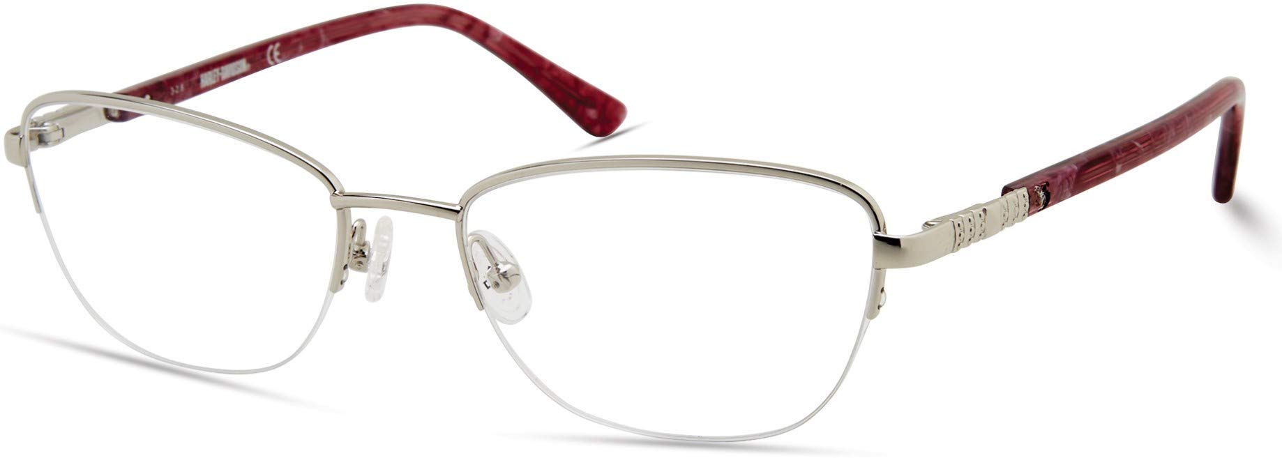 Harley Davidson HD0550 Eyeglass Frames - Shiny Light Nickel-Tin Frame (HD055053010) | Stylish Sunglasses for Motorcycle Riding & Outdoor Activities