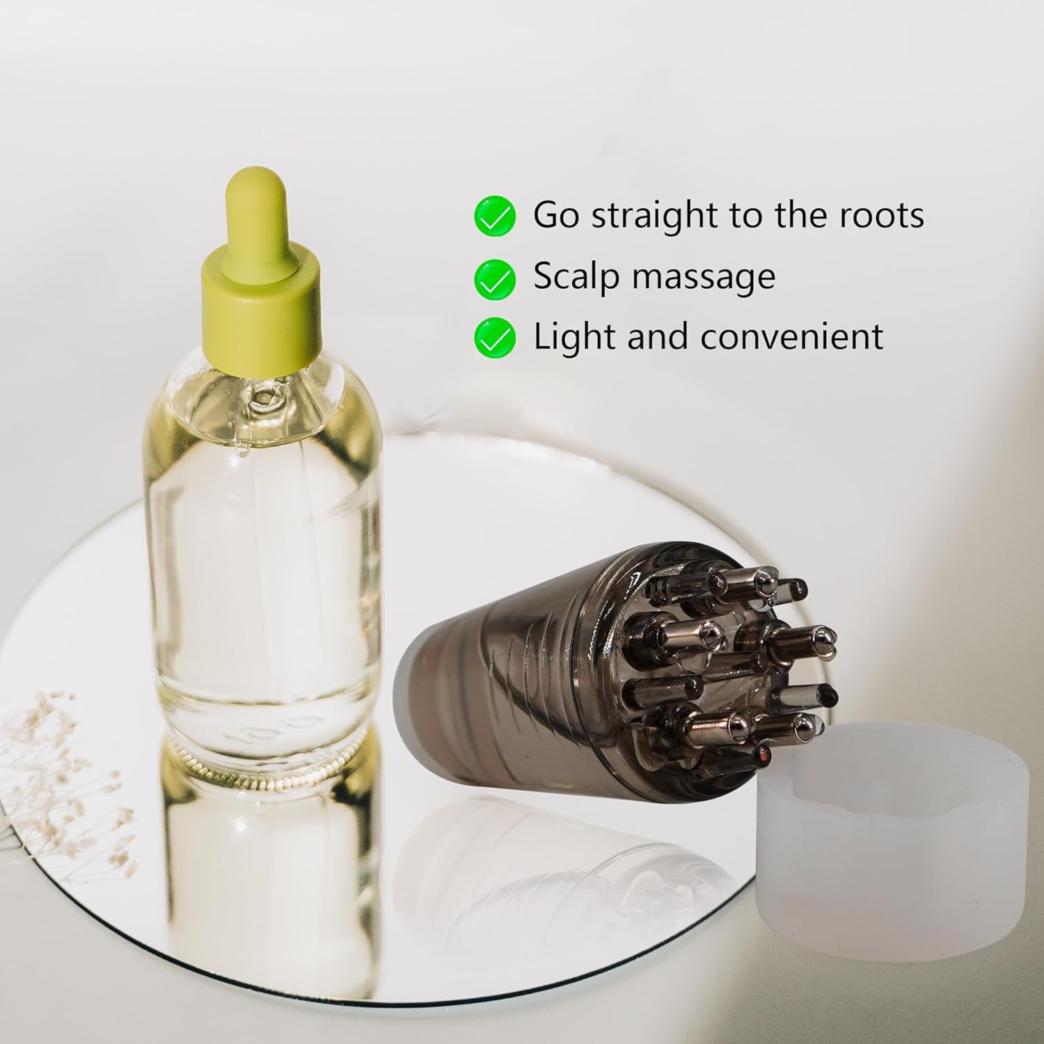 VASTRA ZONE Hair Oil Applicator Bottle with Scalp Massager - Ball Root Comb for Hair Growth & Treatment - Perfect for At-Home Hair Care & Salon Use (White)