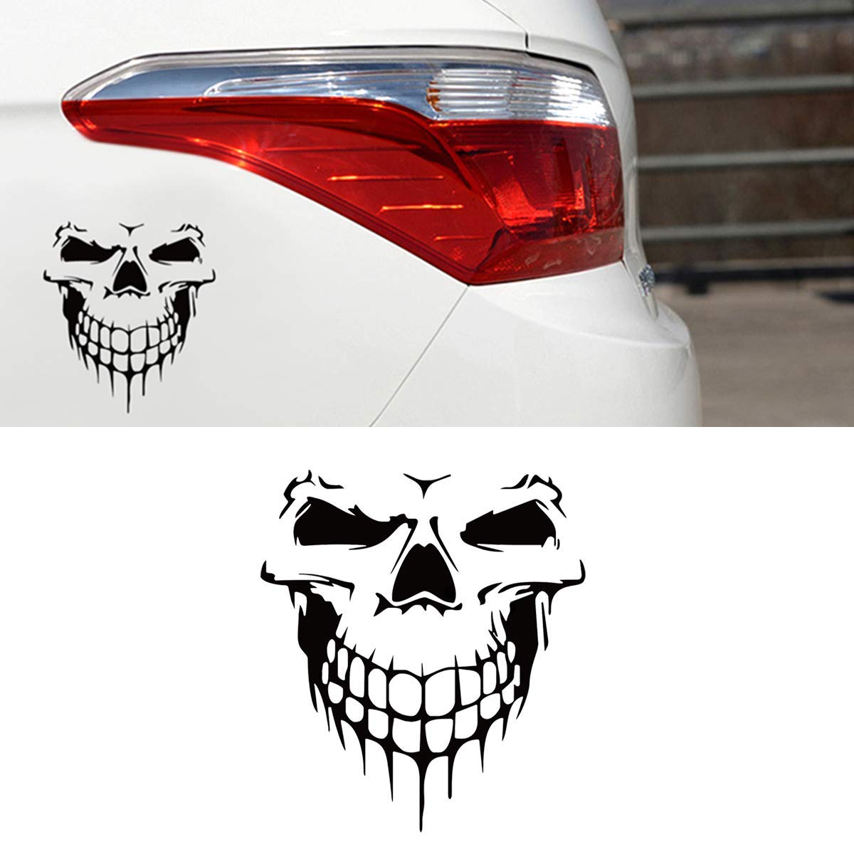 3D Reflective Waterproof Skull Decals for Cars and Trucks - Black Skull Stickers for Car Windows and Doors, Perfect for Halloween, Car Shows, and Custom Vehicle Decoration