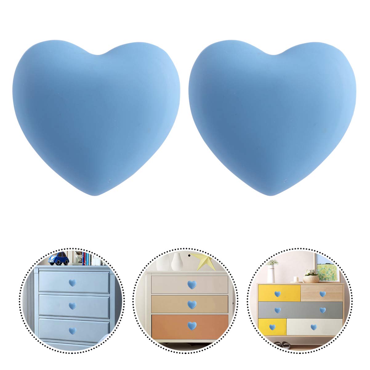 Wakauto 4-Piece Heart-Shaped Ceramic Drawer Pulls - Cute Yellow Cabinet Knobs & Black Dresser Handles for Kids Furniture, Kitchen Cabinets & Nursery Decor | Perfect for Children's Bedroom, Playroom & DIY Home Improvement Projects