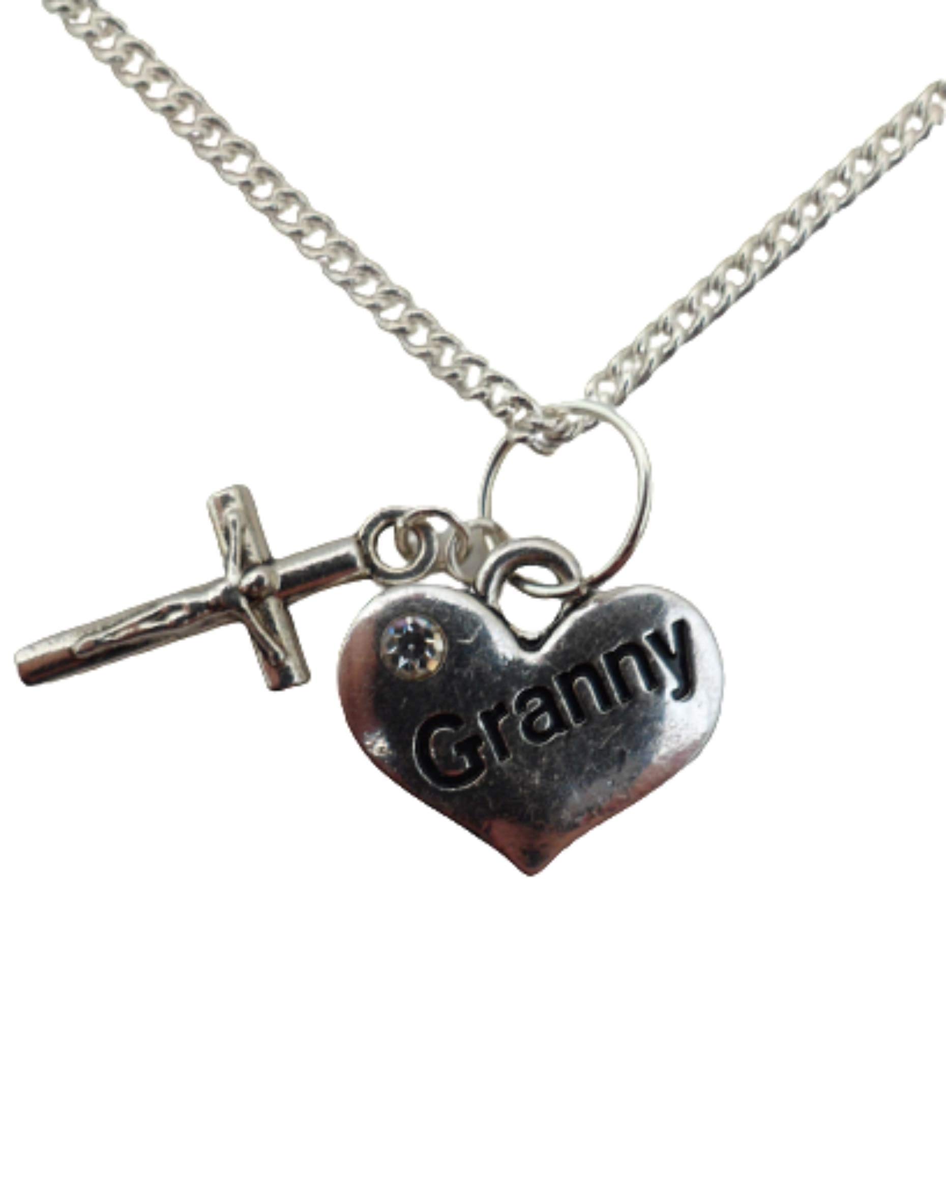 Sterling Silver Plated Necklace with Heart Gem Charm & Jesus Crucifix Cross Pendant - Perfect for Women's Fashion, Gift Giving, and Religious Occasions