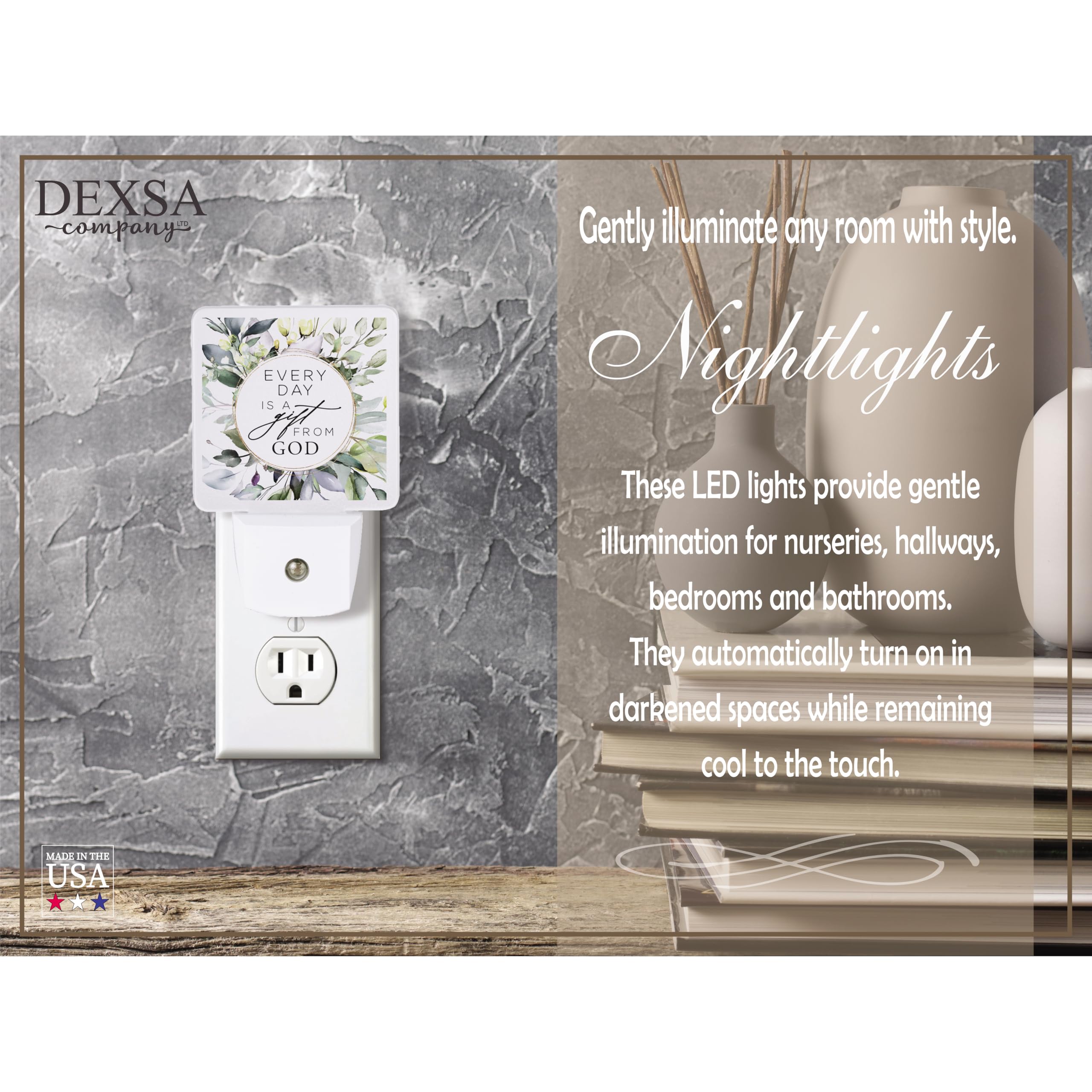 Dexsa Auto ON/Off Plug-in LED Night Light - Energy Saving, Automatic Sensor for Hallway, Bedroom, Nursery & Bathroom | Safe Night Light for Kids, Adults & Seniors | Perfect for Nighttime Safety & Ambiance