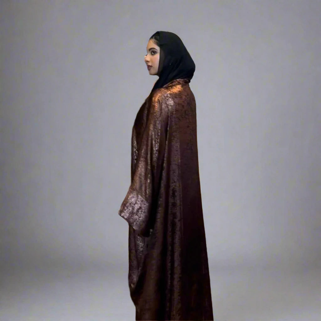 Elegant Muslim Women's Bronzing Cardigan Open Abaya Dress - Modest Islamic Fashion for Prayer, Mosque & Everyday Wear