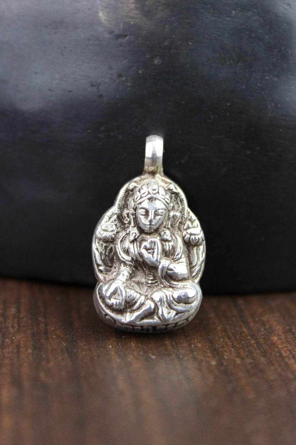 1 Inch Sterling Silver White Tara Pendant Necklace - Buddhist Jewelry for Meditation, Blessings & Spiritual Protection