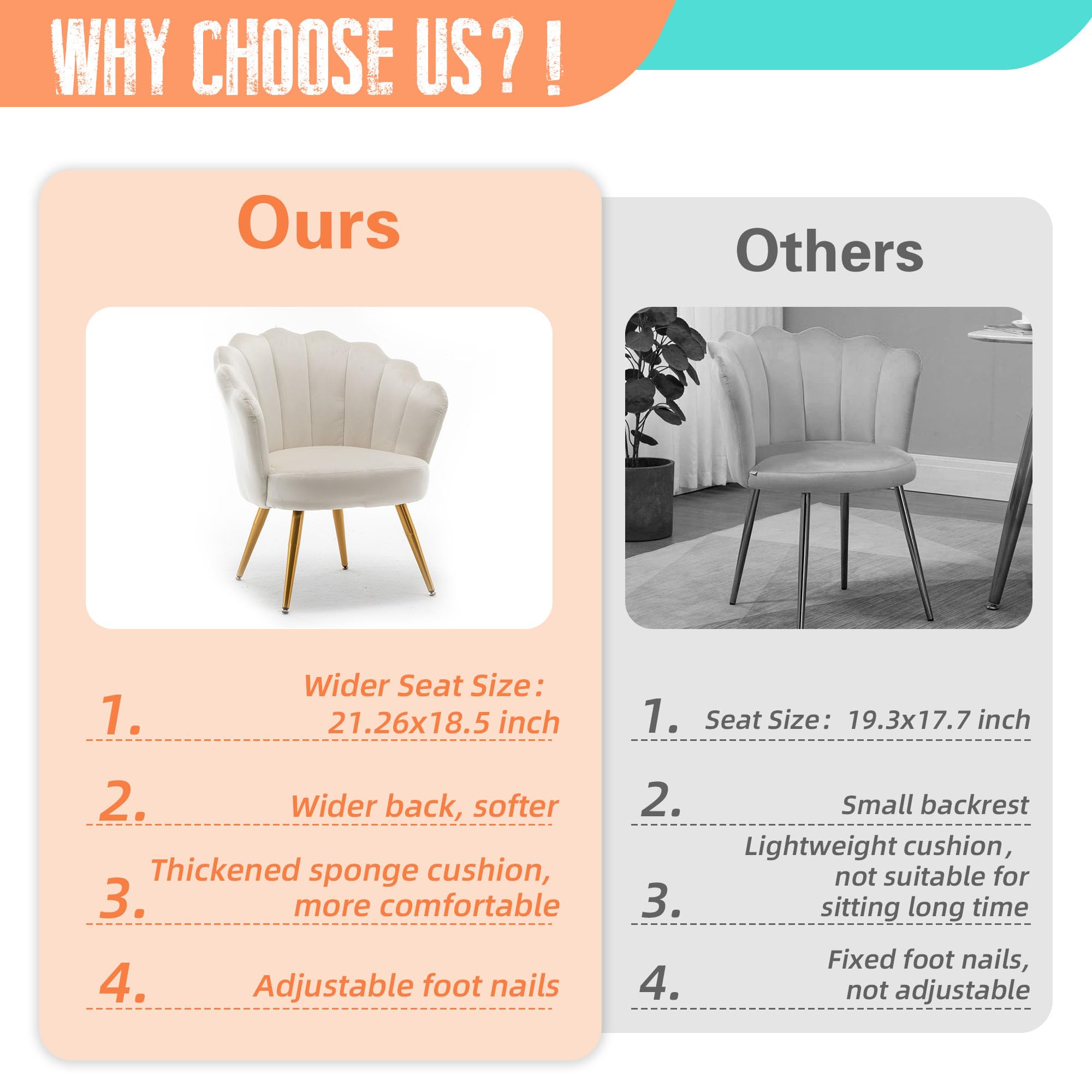 Mid Century Velvet Accent Chair - Modern Upholstered Barrel Armchair for Living Room, Bedroom & Makeup Vanity - Comfy Guest Leisure Chair in Ivory - Perfect for Home Decor, Reading Nook & Lounge Areas