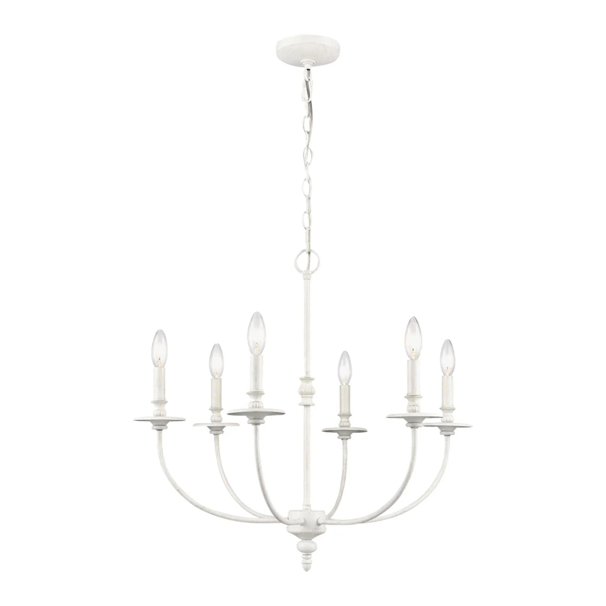 6-Light Victorian Chandelier in Farmhouse White - Elegant Crystal Ceiling Light Fixture for Dining Room, Living Room & Bedroom Decor