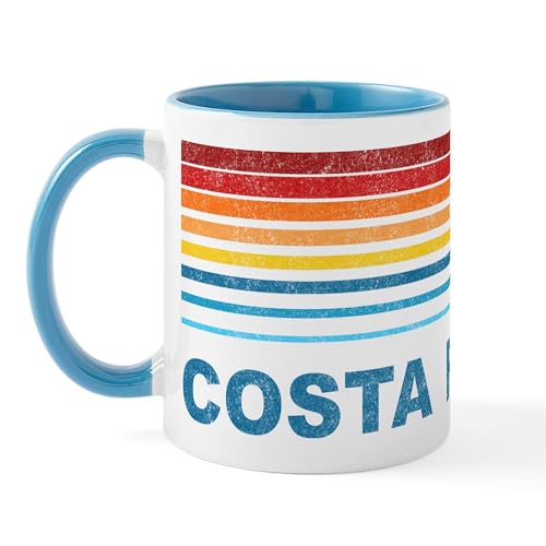 White/Blue Inside - Retro Costa Rica Palm Tree Mug