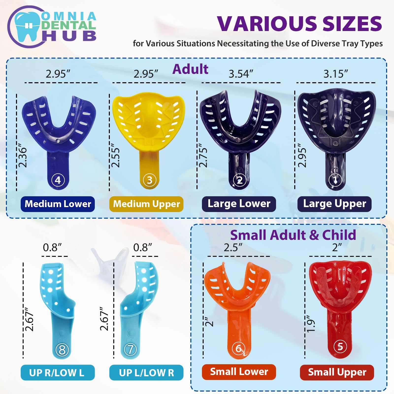 12PCS Dental Grade Disposable Perforated Upper Impression Trays | Large Size #1 for Dental Professionals | BPA-Free Plastic Material | Perfect for Dental Clinics, Orthodontics & Teeth Whitening Procedures