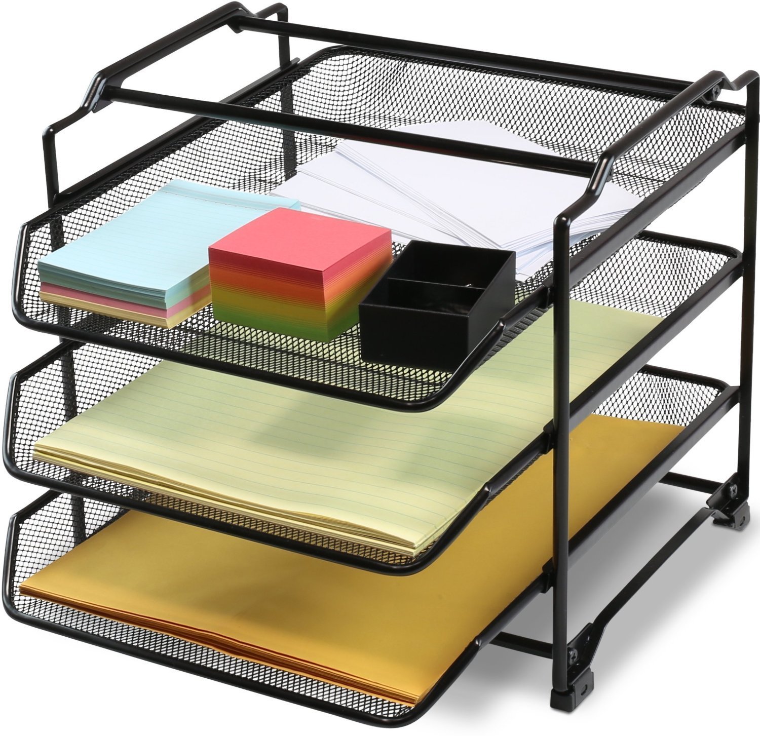 DecoBros 3-Tier Stackable Desk Organizer - Black | File Holder for Documents, Letters, and Office Supplies | Perfect for Home, Office, and Workspace Organization
