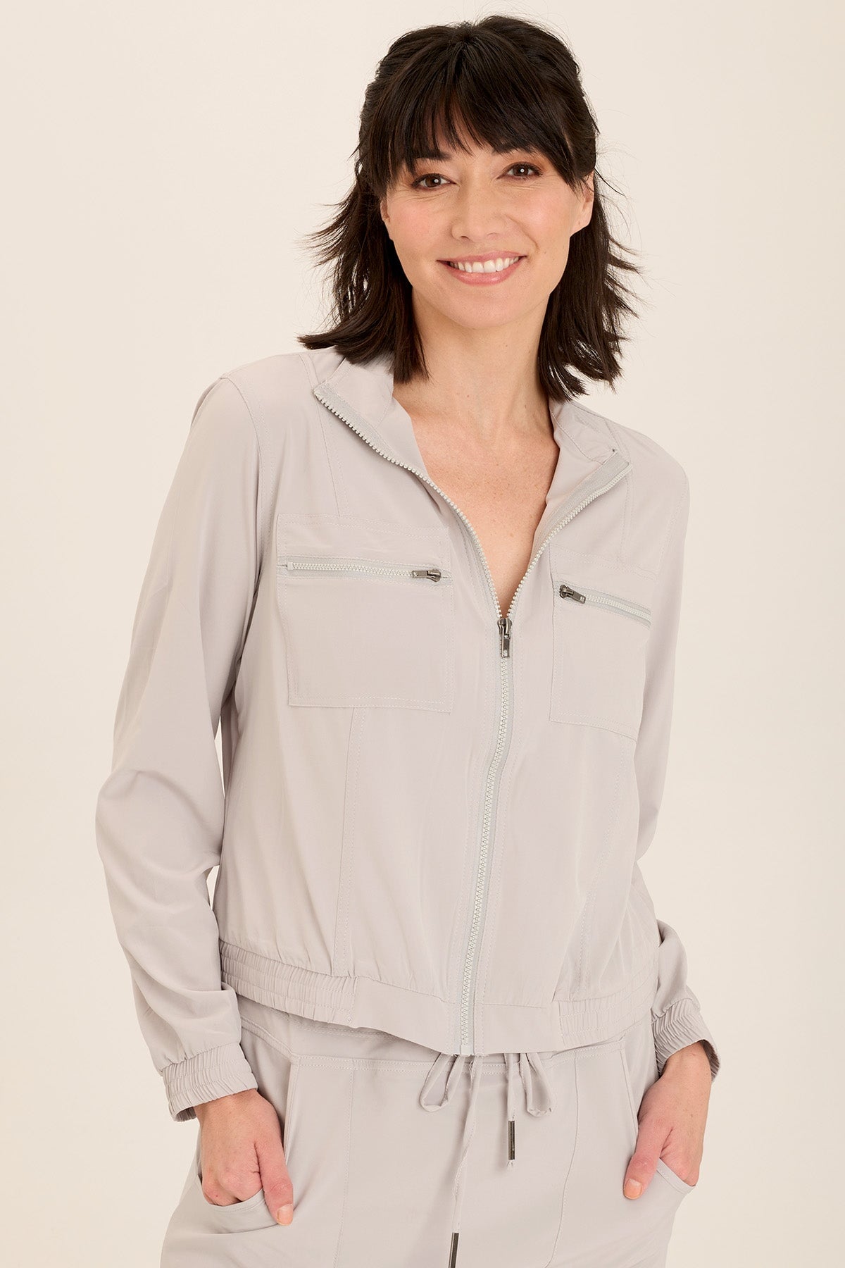 Quinn Active Ruched Bomber Jacket - Women's Lightweight Stretch Workout Coat for Running & Yoga | Stylish Athleisure Outerwear for Gym & Casual Wear