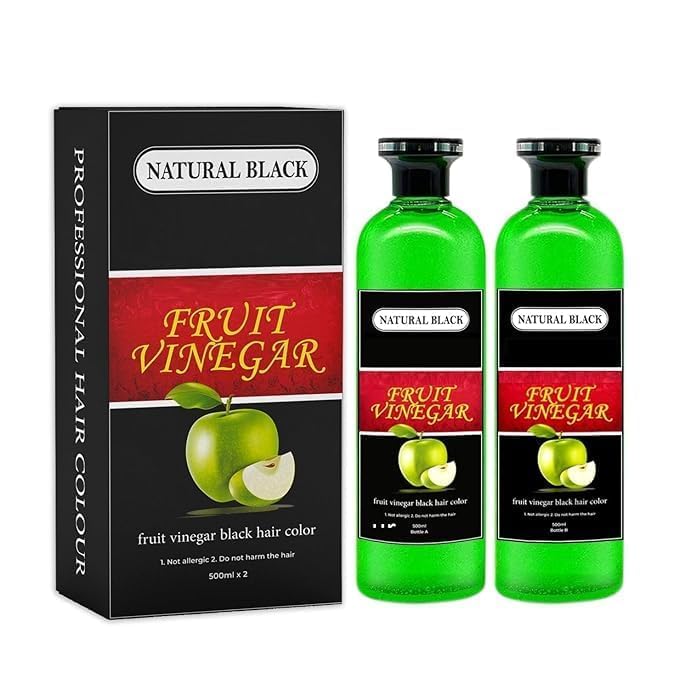 Natural Black Fruit Vinegar Gel Hair Dye for Men & Women - Long Lasting, Ammonia-Free Hair Color with Mixing Bowl | Perfect for At-Home Salon Styling & DIY Hair Coloring