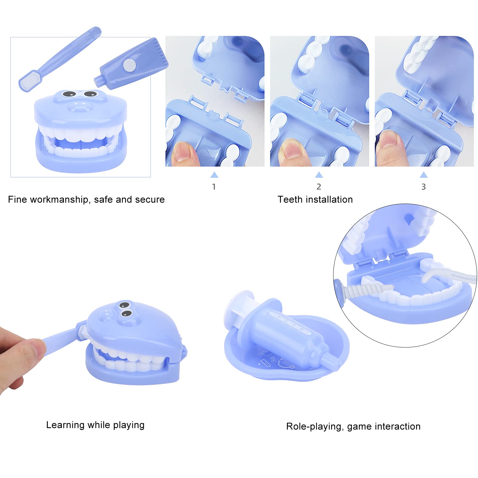 BNineteenteam Kids Dentist Toy Set - Pretend Play Teeth Model for Boys & Girls, Dental Check-Up Educational Toys for Children (Great for Role-Playing & Learning Oral Hygiene)