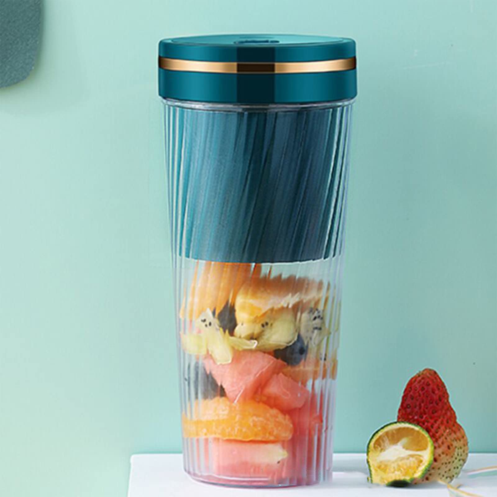 Bilukmi 350ml Portable USB Electric Juicer - Mini Travel Smoothie Maker & Fruit Juice Cup for Home, Office, Gym - Rechargeable Personal Blender (Green) | Perfect for Healthy Drinks On-The-Go, Camping & Workouts