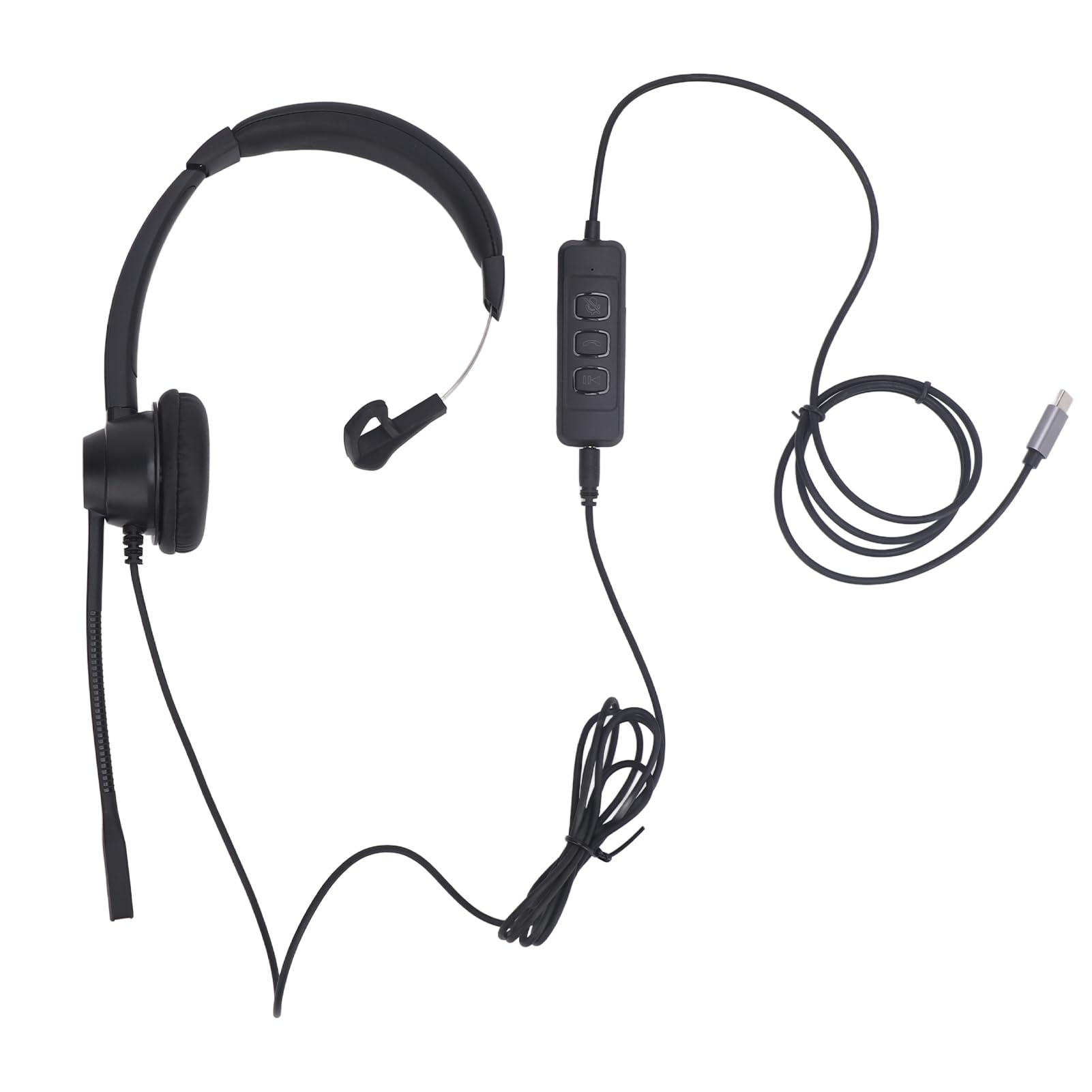 Professional Telephone Headset with Noise Canceling Microphone - 3.5mm/USB-C Compatible (Includes USB Adapter) for Call Centers, Customer Service & Remote Work