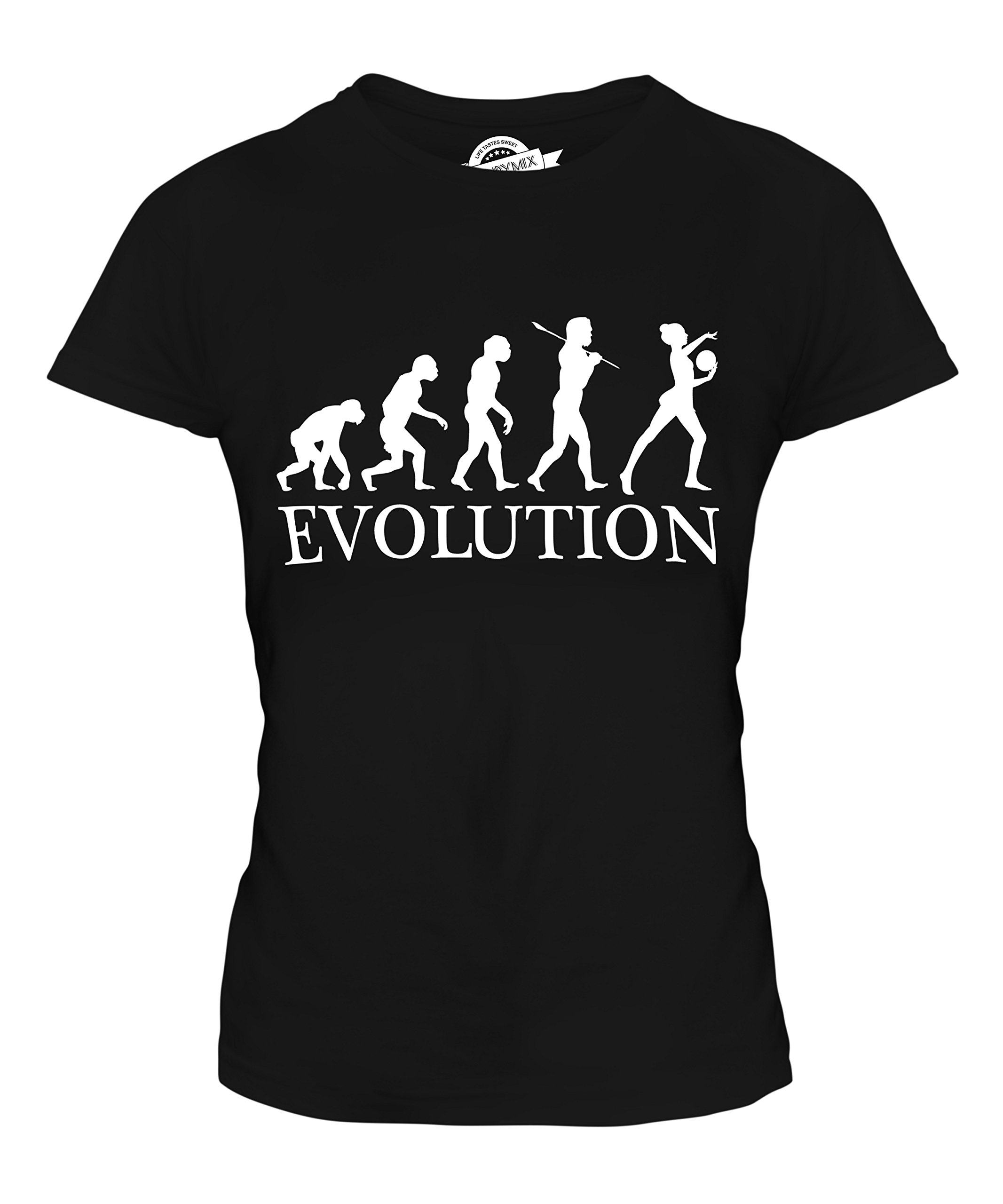 Women's Fitted Rhythmic Gymnastics Evolution of Man Graphic T-Shirt - Athletic Training & Casual Wear Top
