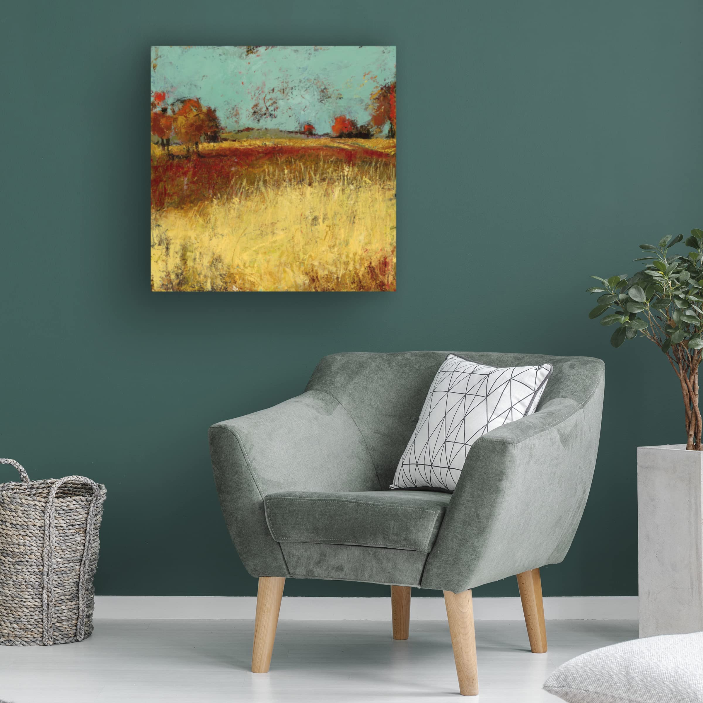 Trademark Fine Art 'Country Side No 2' Canvas Wall Art by Linda Nickell - Landscape Painting for Living Room, Bedroom & Office Decor