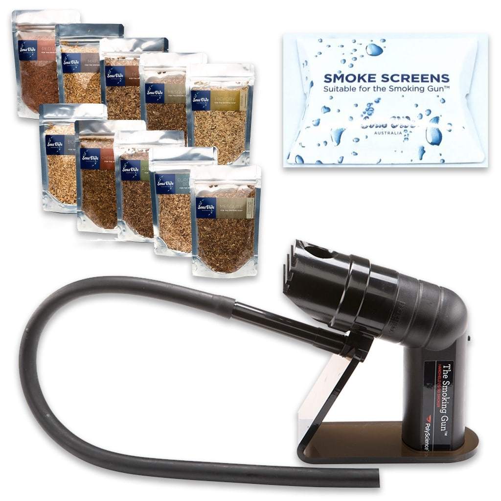 PolyScience Smoking Gun Kit with 10 Premium Woodchips & Free Filters - Perfect for Home Chefs, BBQ Enthusiasts & Cocktail Infusing