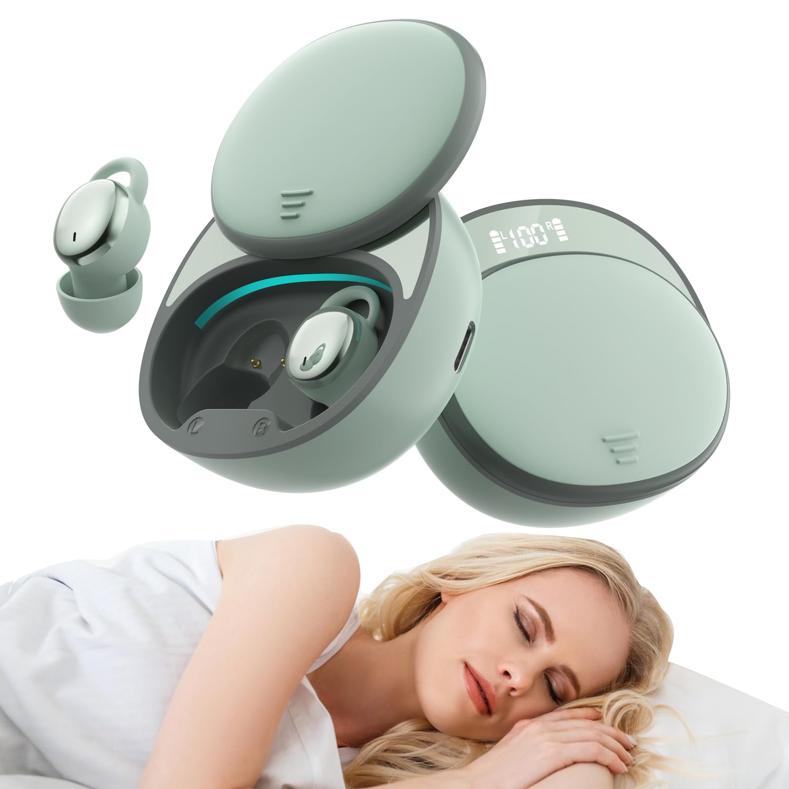 Small Invisible Sleep Earbuds for Small Ear Canals - Bluetooth Wireless Noise Cancelling Headphones for Sleeping, TWS Earphones Compatible with iPhone & Android - Perfect for Side Sleepers, Travel & Relaxation