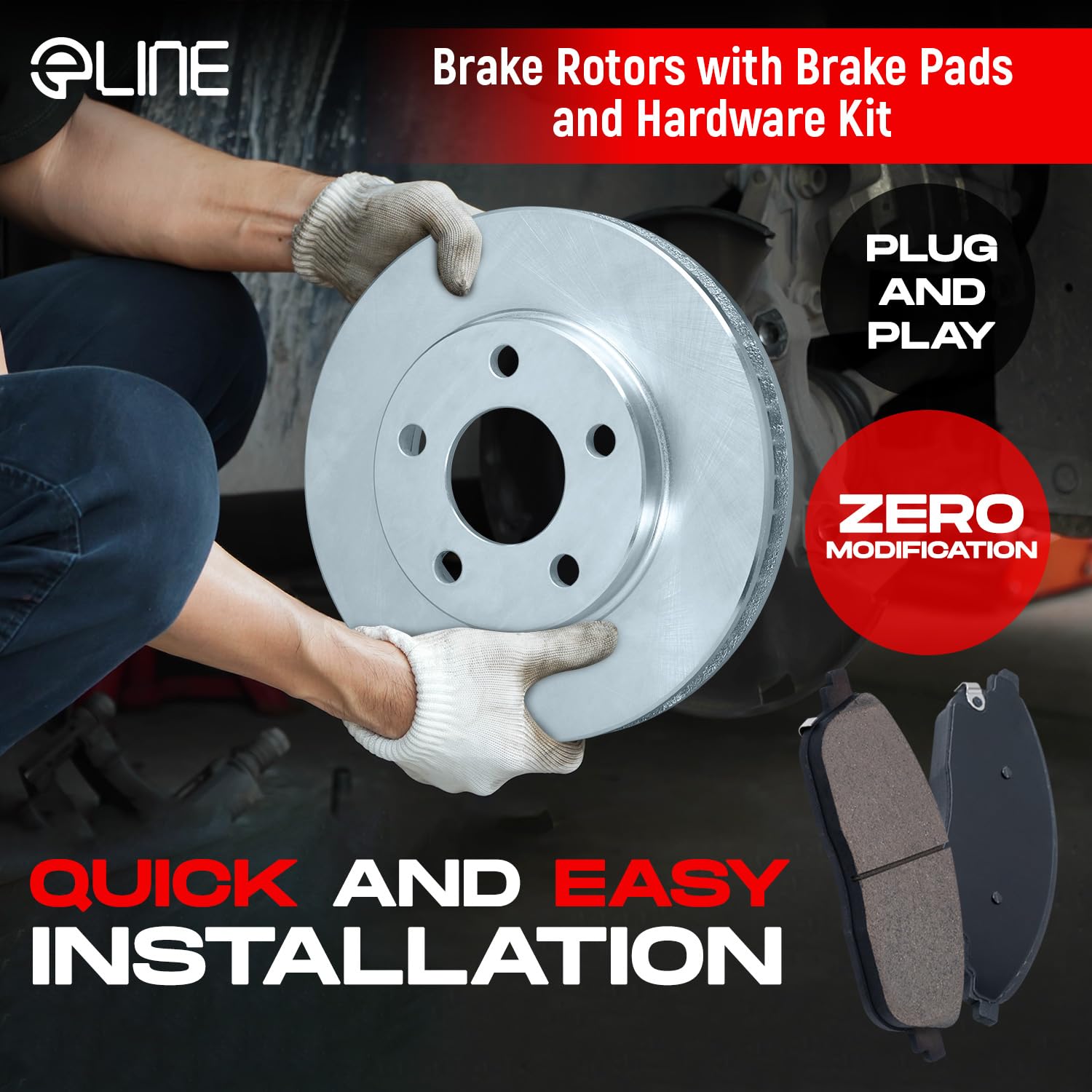 R1 Concepts Premium Ceramic Brake Pads and Rotors Kit - Front & Rear Set for 2010 Hyundai Elantra | High-Performance Braking System | Perfect for Daily Commuting, City Driving and Highway Safety