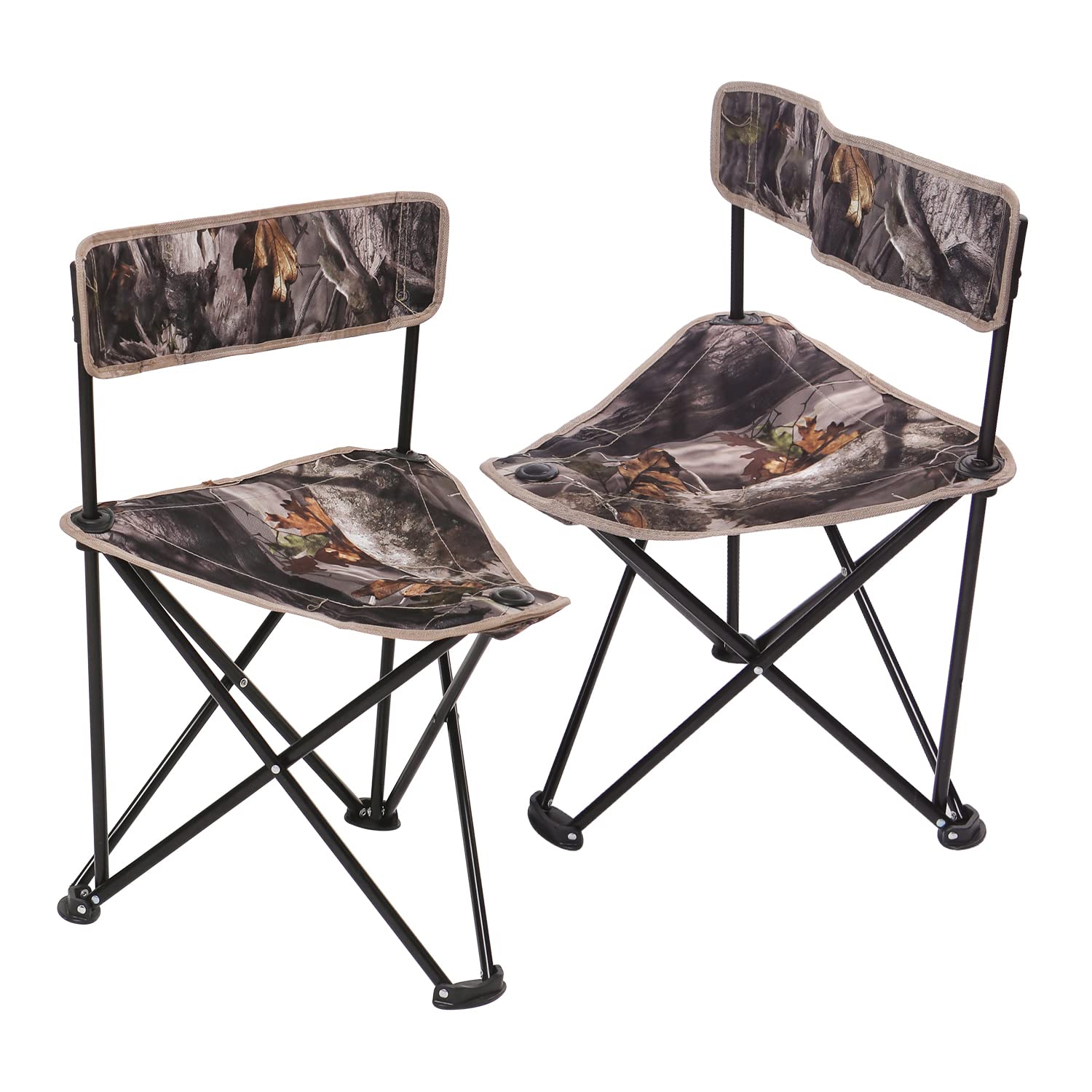 REDCAMP 2-Pack Portable Folding Hunting Chairs with Back Support - Lightweight Camo Tripod Stools for Hunting Blinds, Fishing & Outdoor Activities | Perfect for Camping, Hiking, Backyard & Tailgating