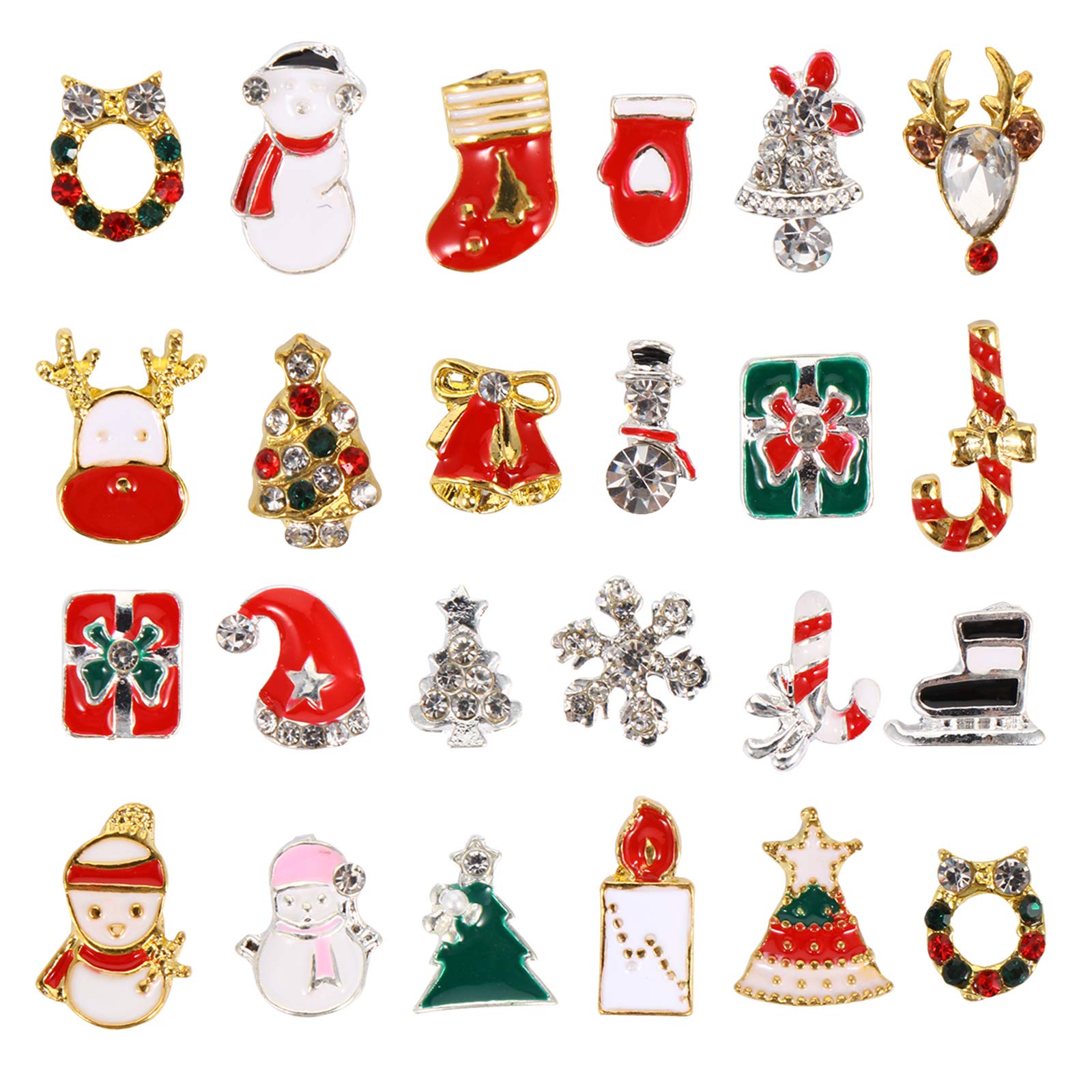 2 Boxes Christmas Alloy Manicure Nail Slices - Snowflake Nail Decals, 3D Rhinestone Metal Decorations for Christmas Nail Art & Phone Case DIY (Perfect for Holiday Parties & Gift Giving)
