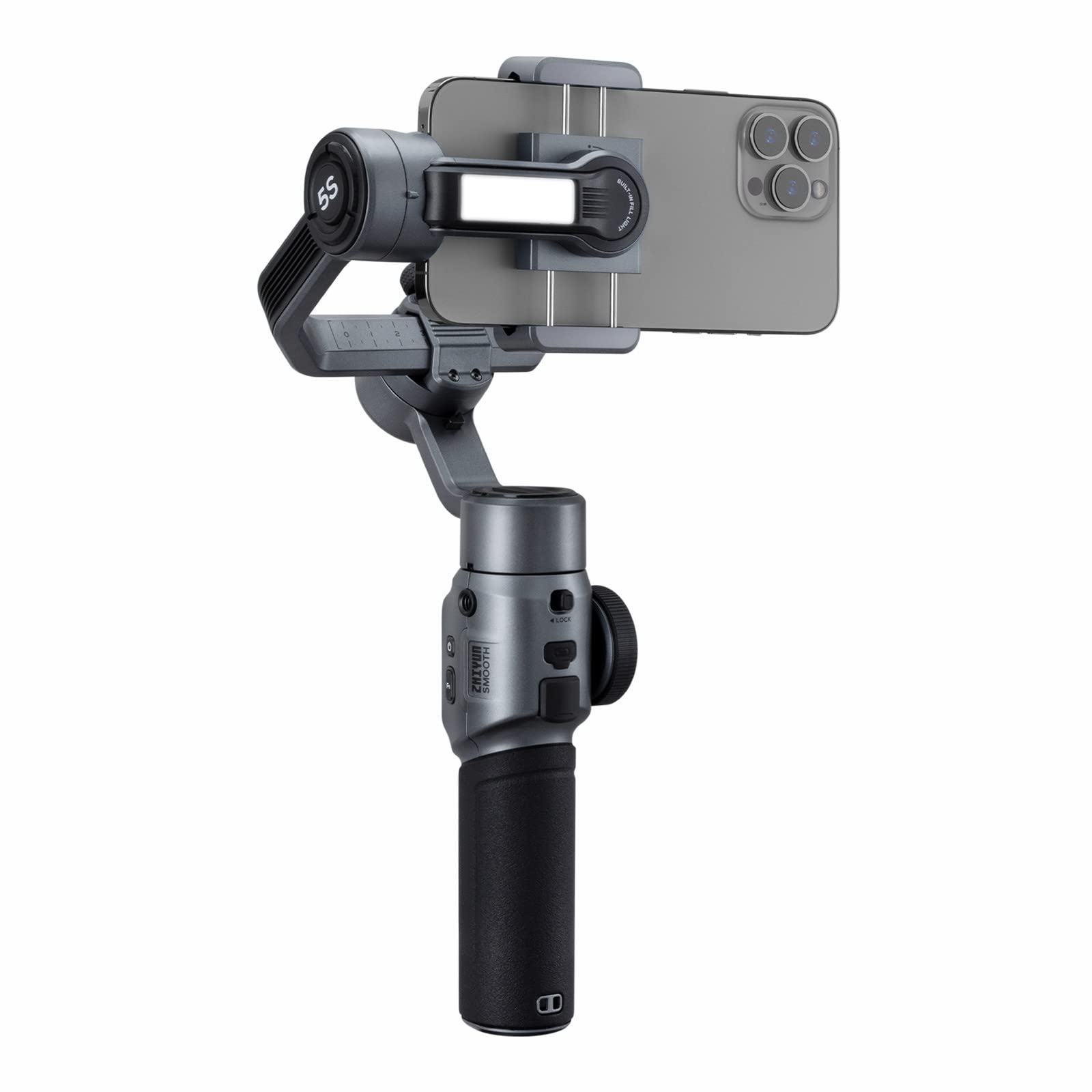 ZHIYUN Smooth 5S Gray Smartphone Gimbal Stabilizer - Compatible with iPhone 14/13/12/11/SE/XS/XR/X/8/Pro Max/Plus & Samsung Android Phones - Upgraded Version for YouTube, TikTok, Vlogging, Live Streaming & Content Creation - Perfect for Travel Videos, Social Media Content & Professional Mobile Filmmaking