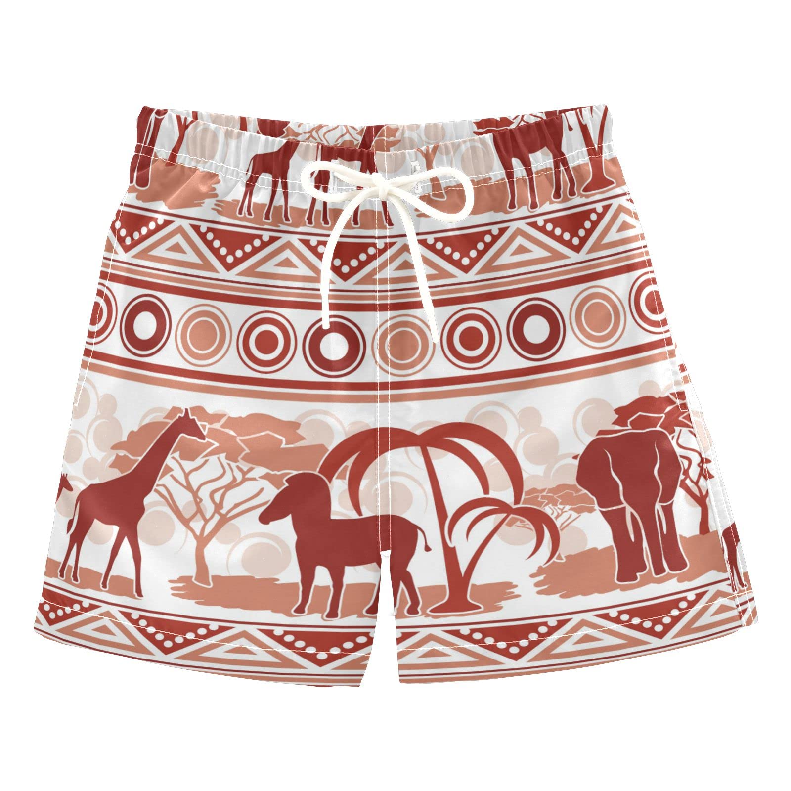 AMICHIC Boys African Print Swim Trunks with Mesh Lining - Quick Dry Swim Shorts for Beach & Pool - Adjustable Waistband for Comfort - Perfect for Summer Vacation, Water Parks and Swimming Lessons