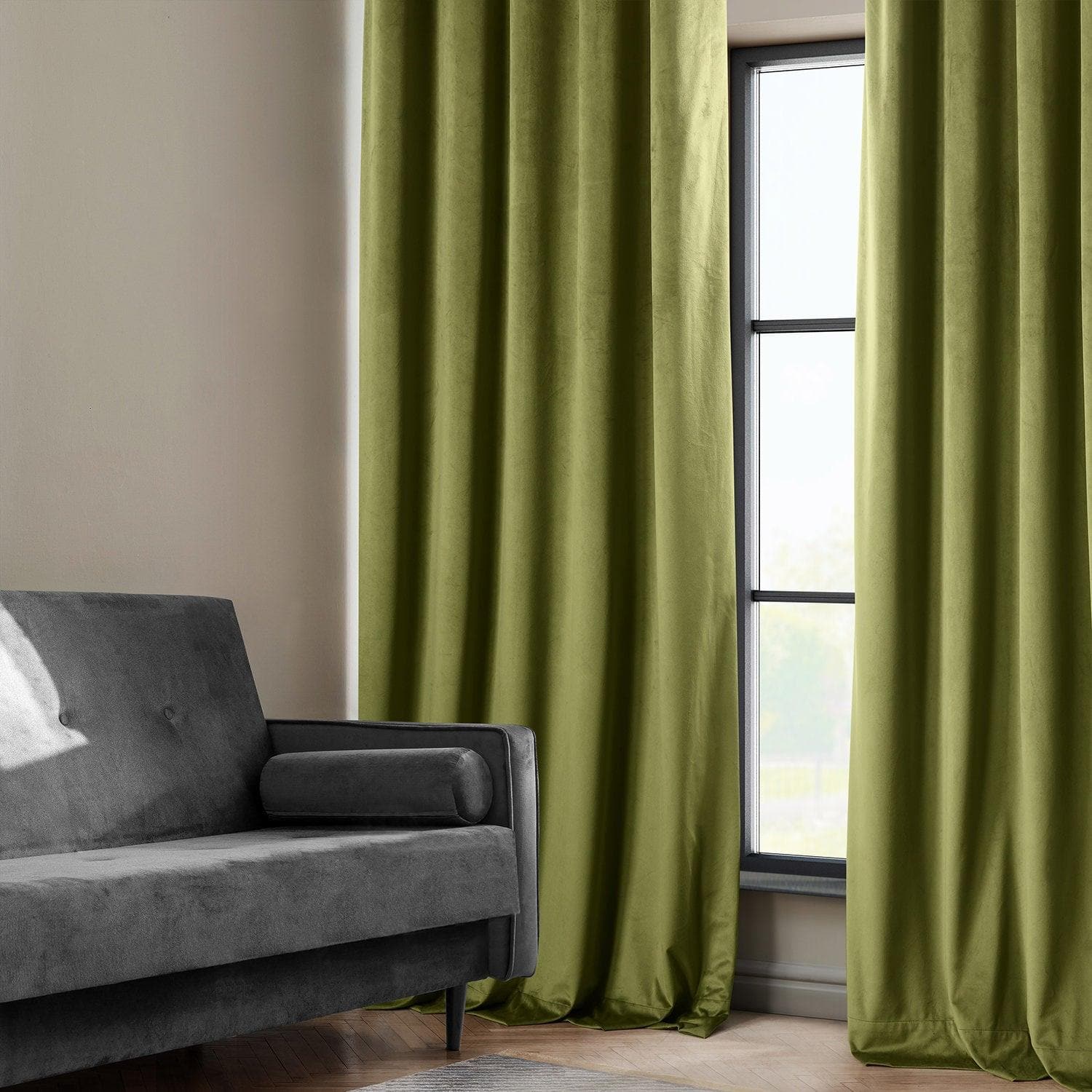 Vintage Green Plush Velvet Custom Curtains - Soft Luxury Drapes for Living Room, Bedroom & Home Decor (Blackout/Sheer Options) - Perfect for Cozy Spaces & Elegant Interior Design