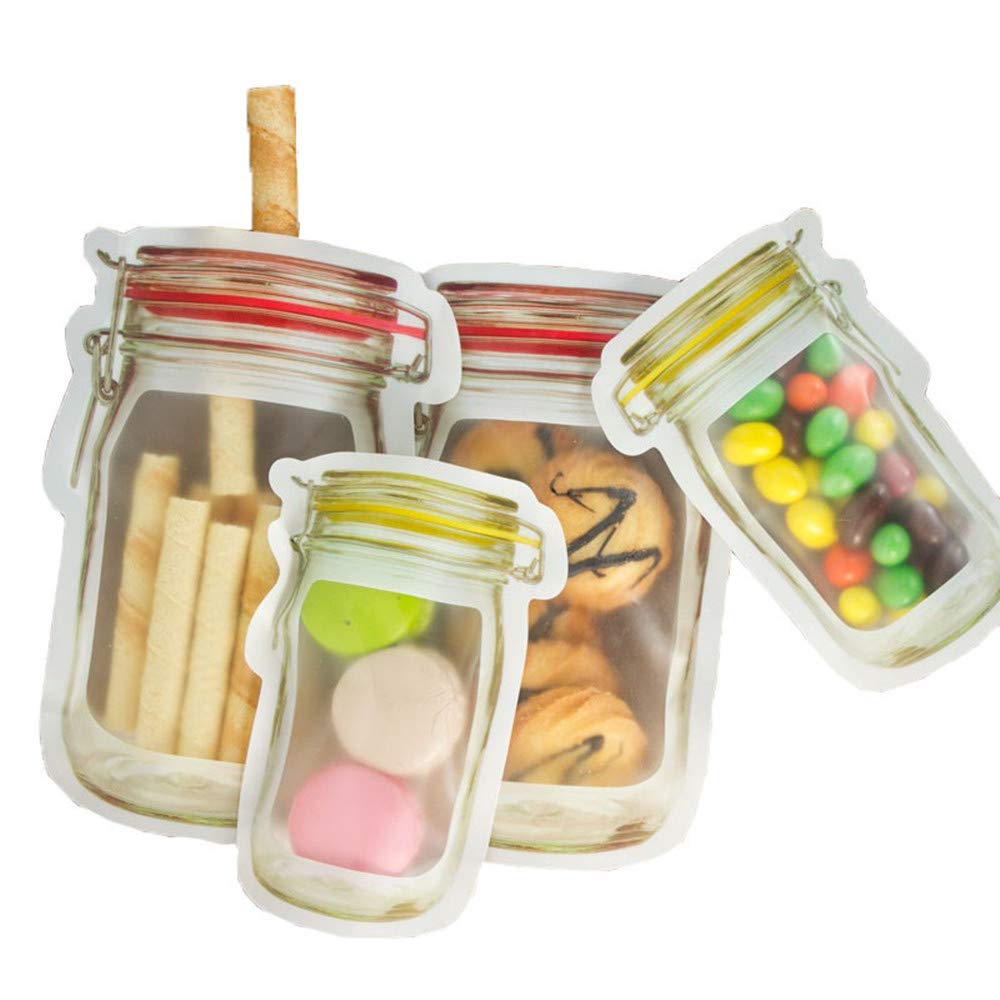 Reusable Mason Jar Food Storage Bags - 20 Pack Airtight Zipper Sealed Bags for Snacks, Fresh Produce & Meal Prep | Eco-Friendly Kitchen Organization & On-the-Go Snack Containers
