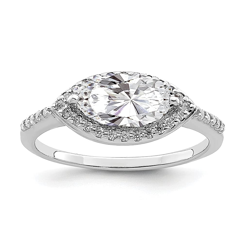 925 Sterling Silver 10x5mm Marquise Cut Cubic Zirconia CZ Band Ring for Women - Elegant Fine Jewelry Gift for Her, Perfect for Anniversary, Engagement, Wedding & Special Occasions