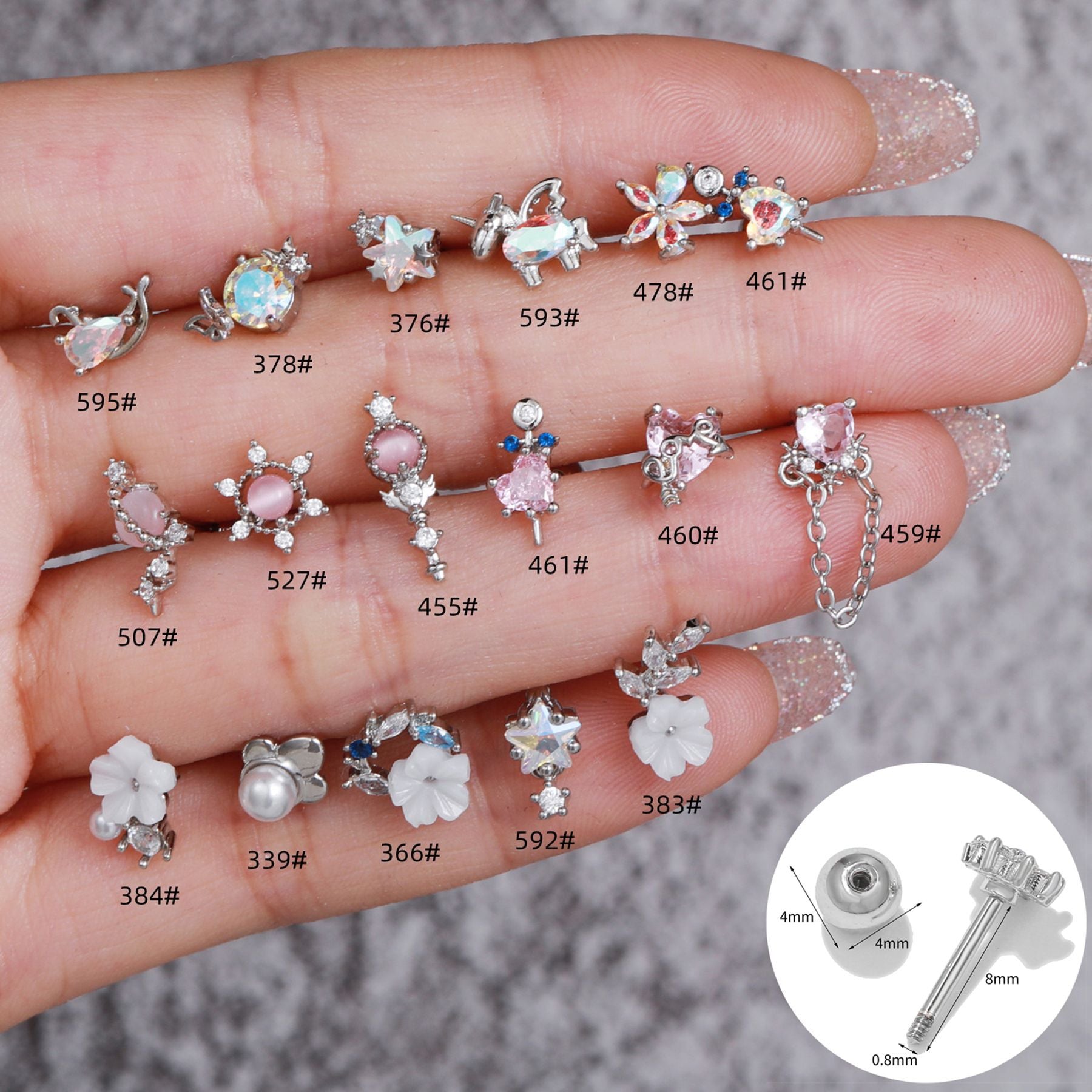 20G Unicorn Cartilage Conch Barbell Back Helix Studs - Body Jewelry for Ear Piercing | Perfect for Cartilage, Helix, and Conch Piercings | Trendy and Unique Gift Idea