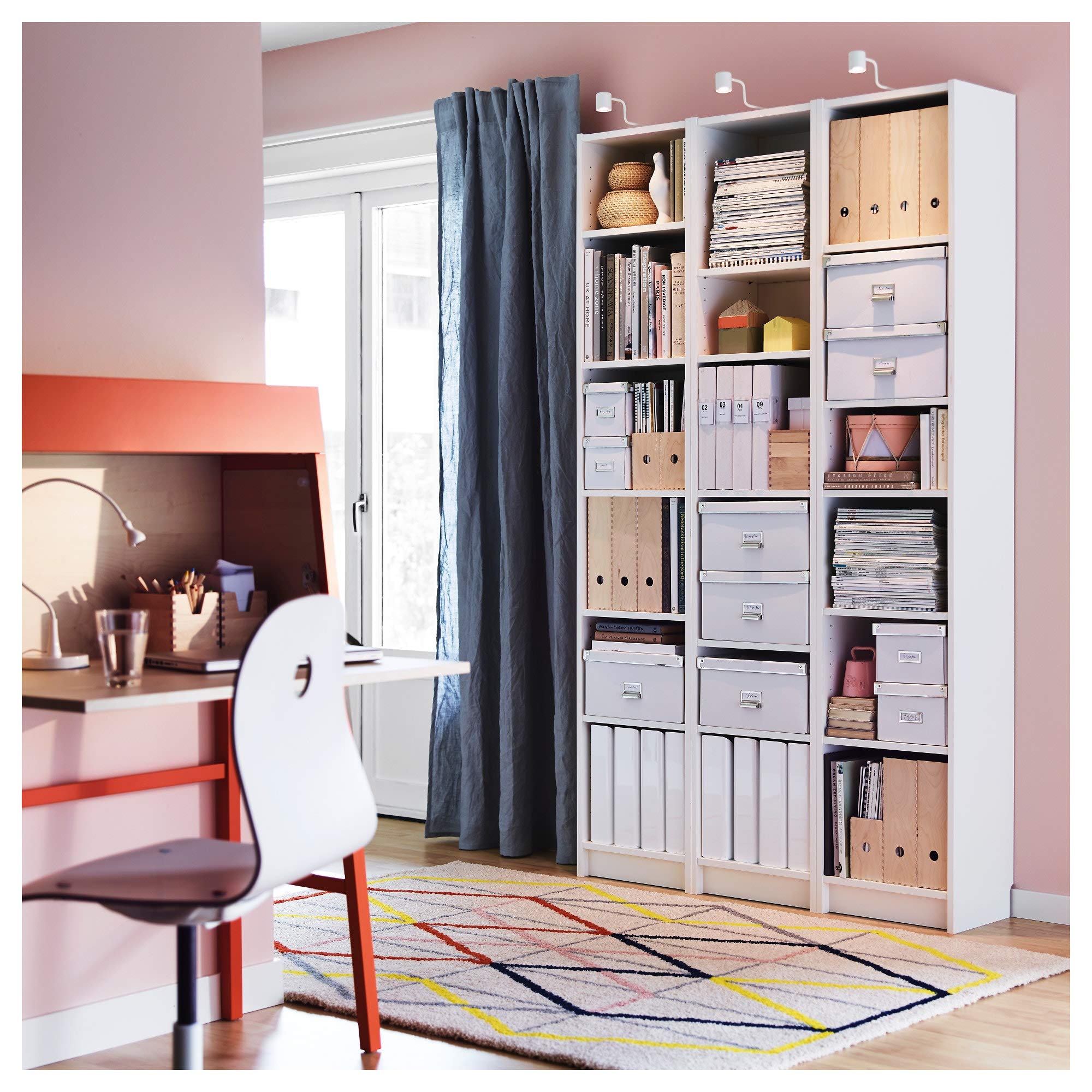 IKEA Billy Bookcase - White Bookshelf with Adjustable Shelves for Home Office, Living Room & Bedroom Storage & Organization