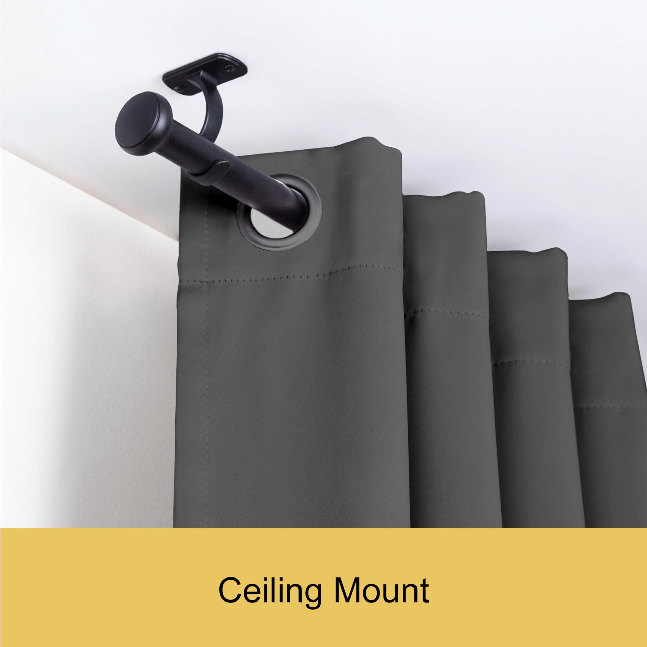 Kenney Weaver Adjustable Black Curtain Rod 42-116 Inch for Windows, Patio, Living Room & Bedroom