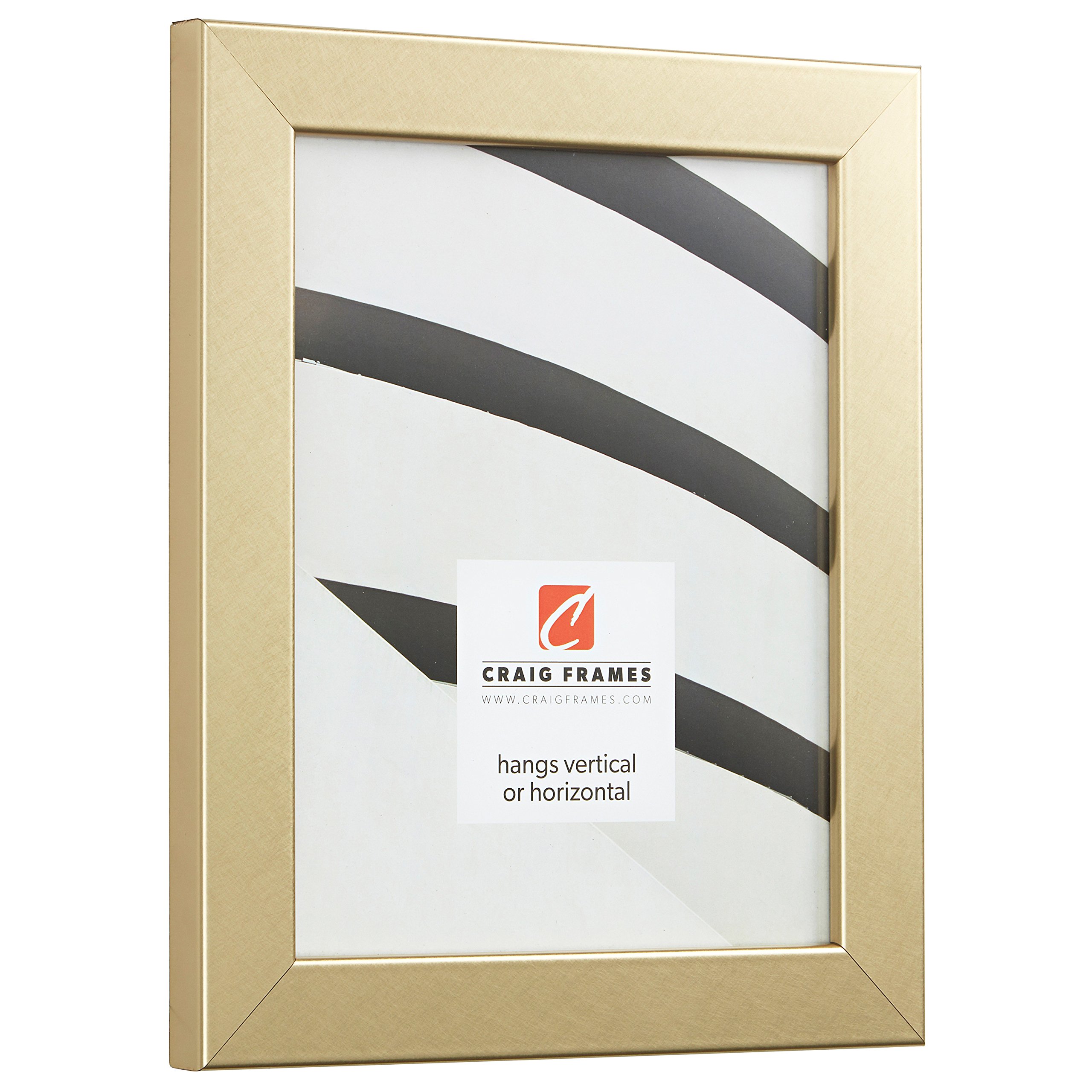 Craig Frames Bauhaus 125 - 4x10 Inch Brushed Gold Picture Frame for Wall Art & Photos