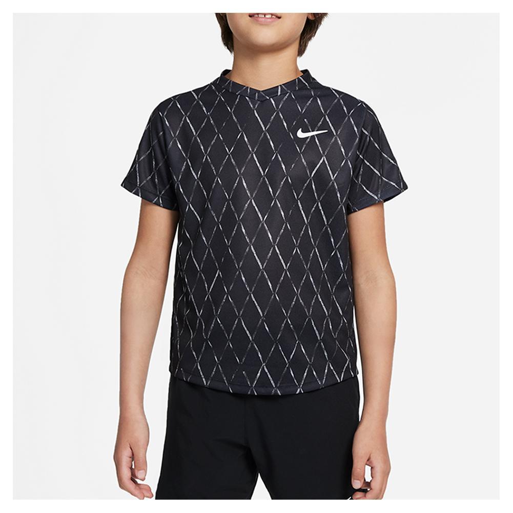 Boys' Dri-FIT Victory Printed Tennis Shirt - Moisture-Wicking Performance Top for Junior Tennis & Sports Training