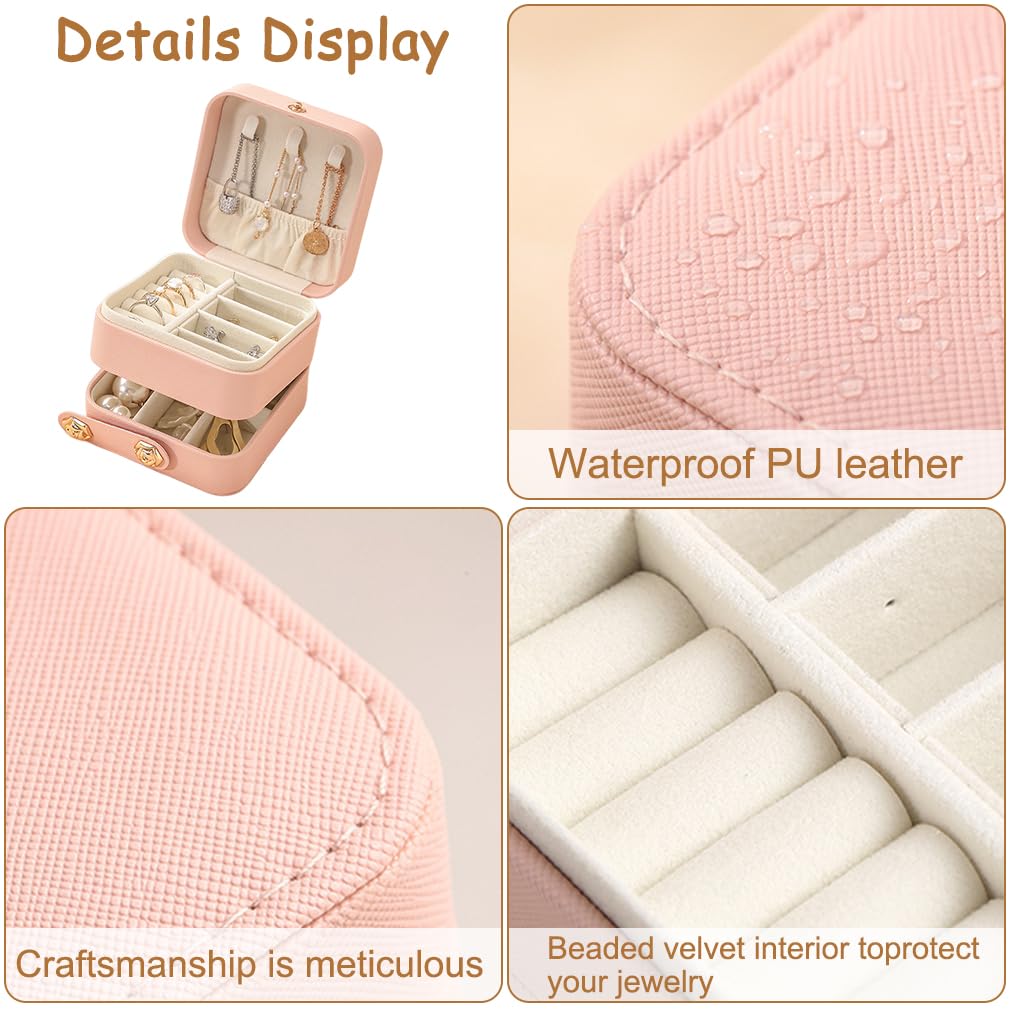 iSuperb 3-Layer PU Leather Travel Jewelry Box - Compact Display Storage Case for Rings, Earrings, Necklaces & Bracelets | Perfect Jewelry Organizer Gift for Women | Great for Travel, Home Use & Bridal Accessories