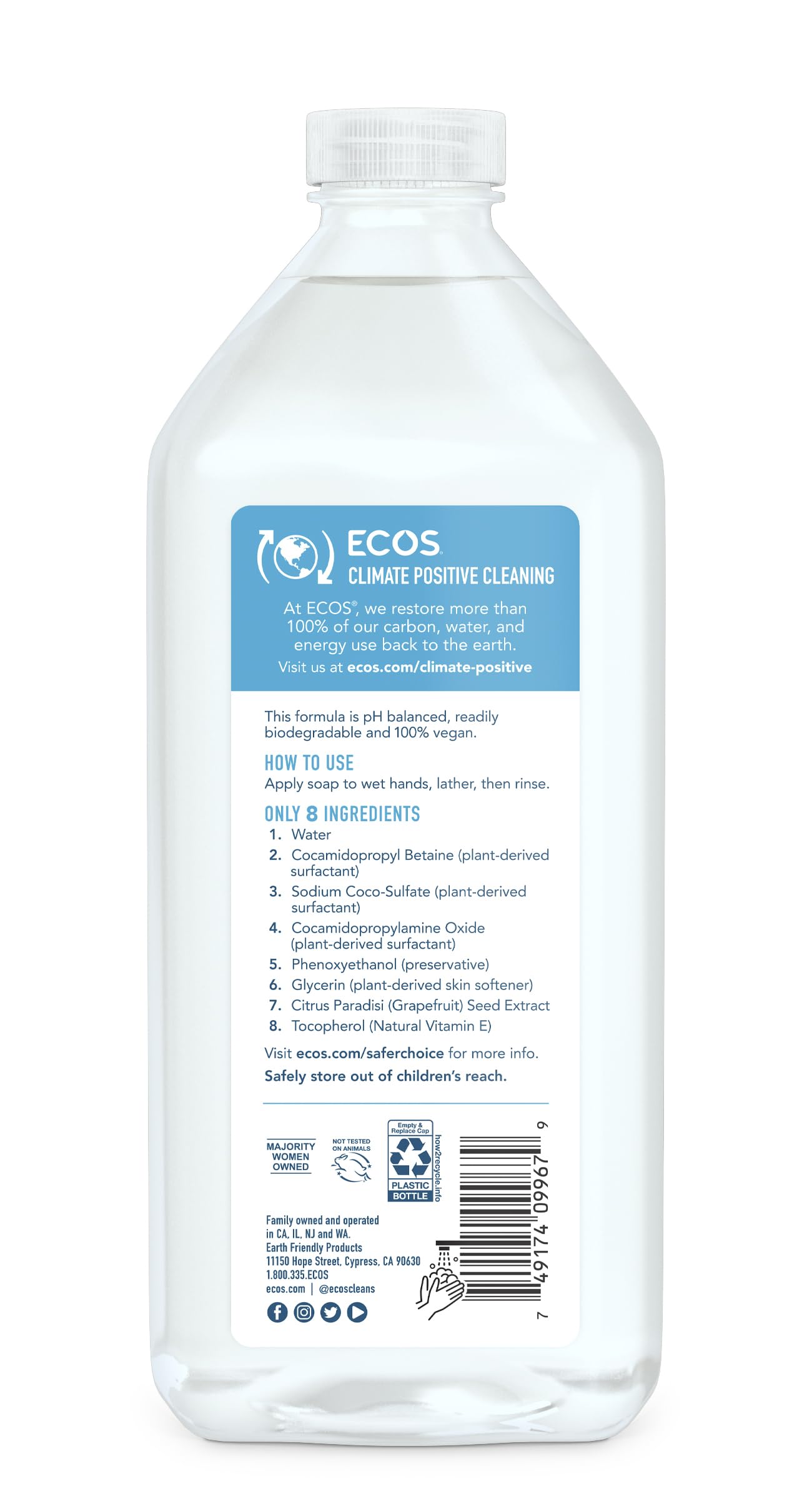 Eco-Friendly Hand Soap Refill - Free & Clear, Natural Ingredients for Sensitive Skin | Perfect for Home, Office, and Bathroom Use