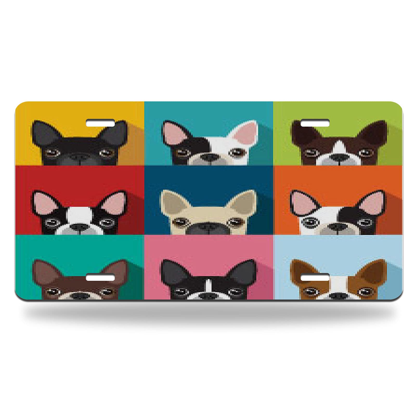 Funny Cartoon Boston Terrier Metal Car License Plate - 12x6 Inch Colorful Vanity Tag for Men & Women - Perfect for Pets Lovers & Car Enthusiasts