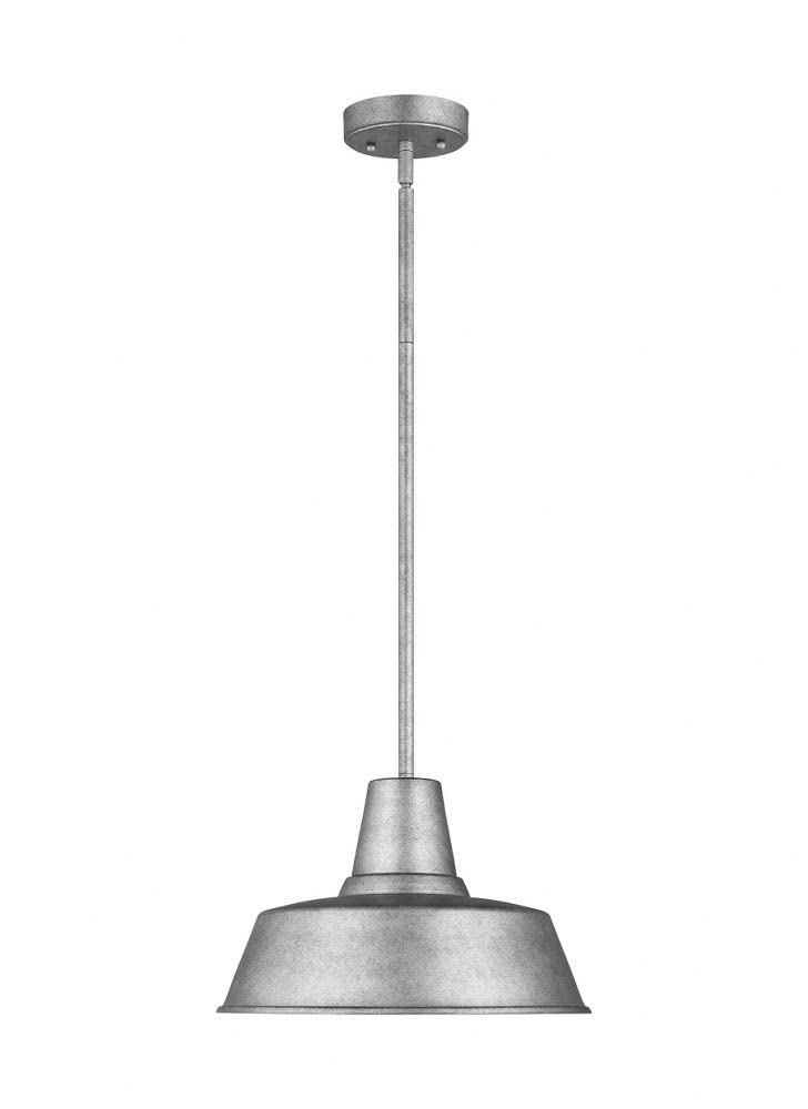 Vintage Weathered Pewter Farmhouse Outdoor Pendant Light - 1-Light Barn Style Ceiling Fixture with LED Compatibility (Model 6237401-57) | Perfect for Porch, Patio, Garage & Rustic Home Decor