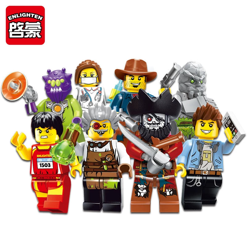 16pcs ENLIGHTEN Minifigures Building Blocks - Compatible with Major Brands - Perfect for Kids Play, DIY Projects & Collectors (Educational Toy, Birthday Gift)