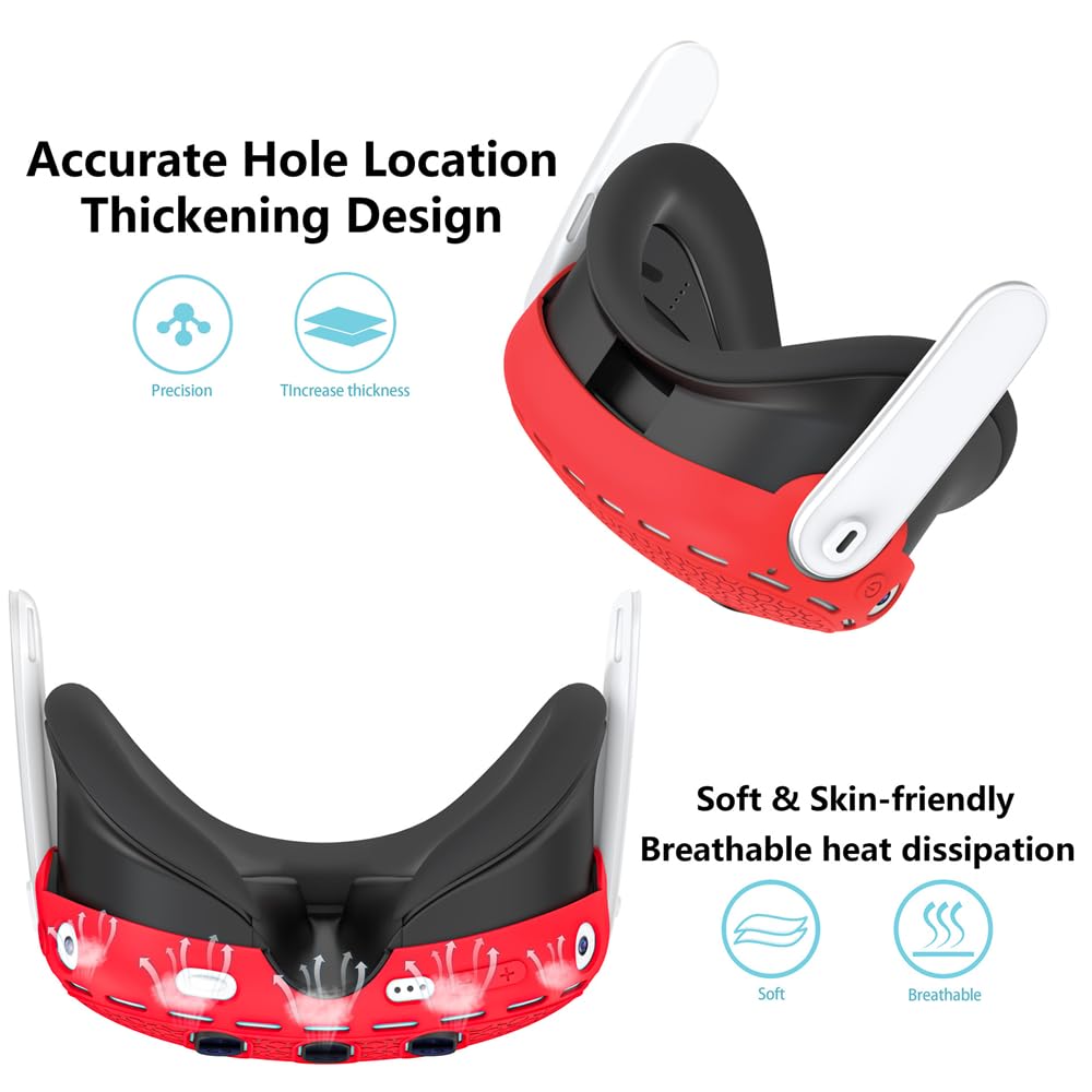 BeisDirect Silicone Protective Cover for Meta Quest 3 VR Headset - Shockproof, Dustproof & Thickened Case Accessories (Pink) - Perfect for Gaming, Travel & VR Enthusiasts