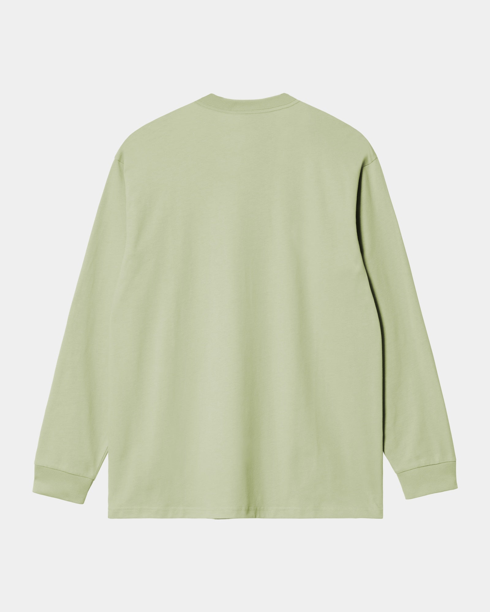 Vintage American Script Long Sleeve T-Shirt for Men & Women | Soft Cotton Crewneck Tee in Pale Olive Green | Casual Wear, Street Style, Everyday Outfit